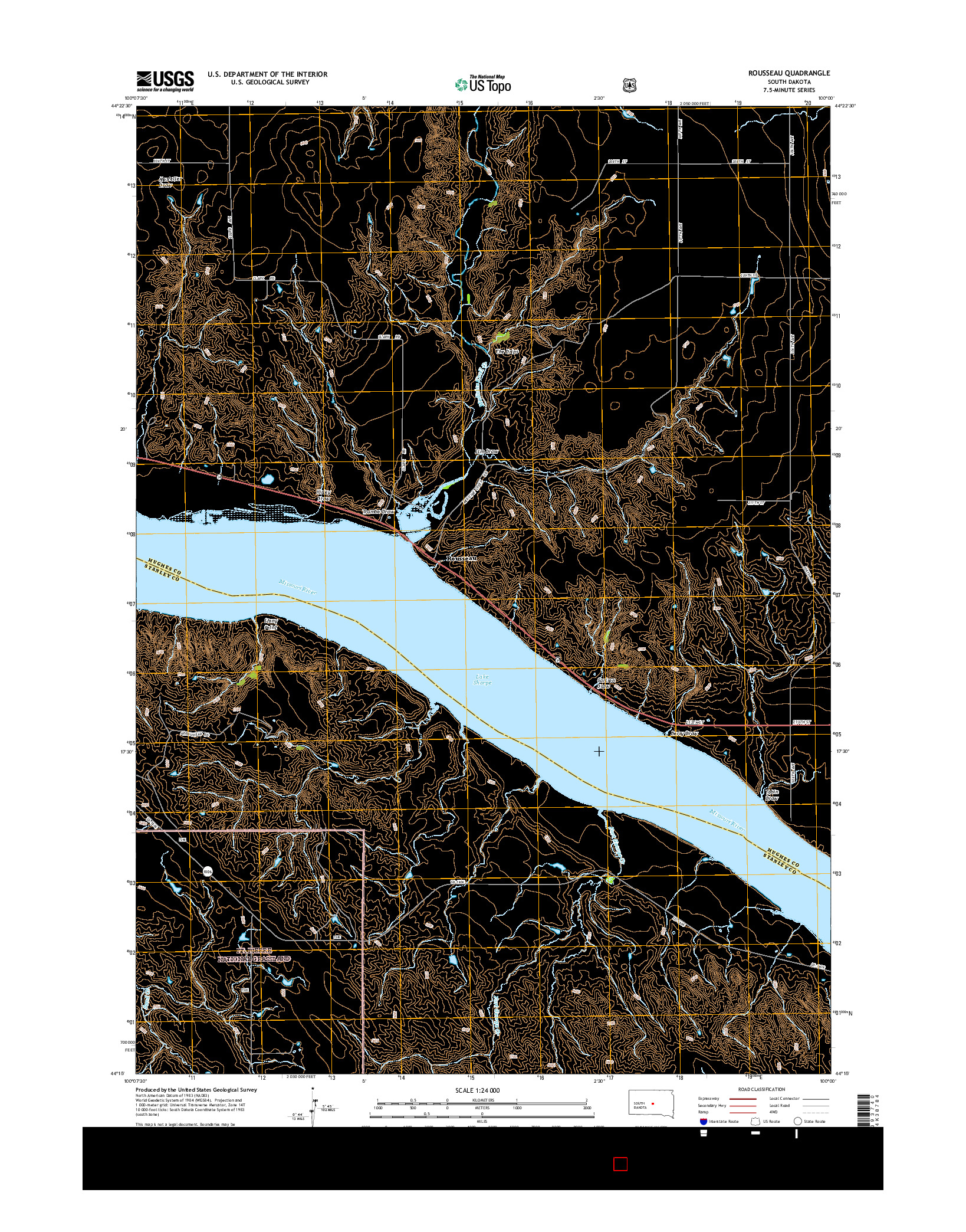 USGS US TOPO 7.5-MINUTE MAP FOR ROUSSEAU, SD 2015