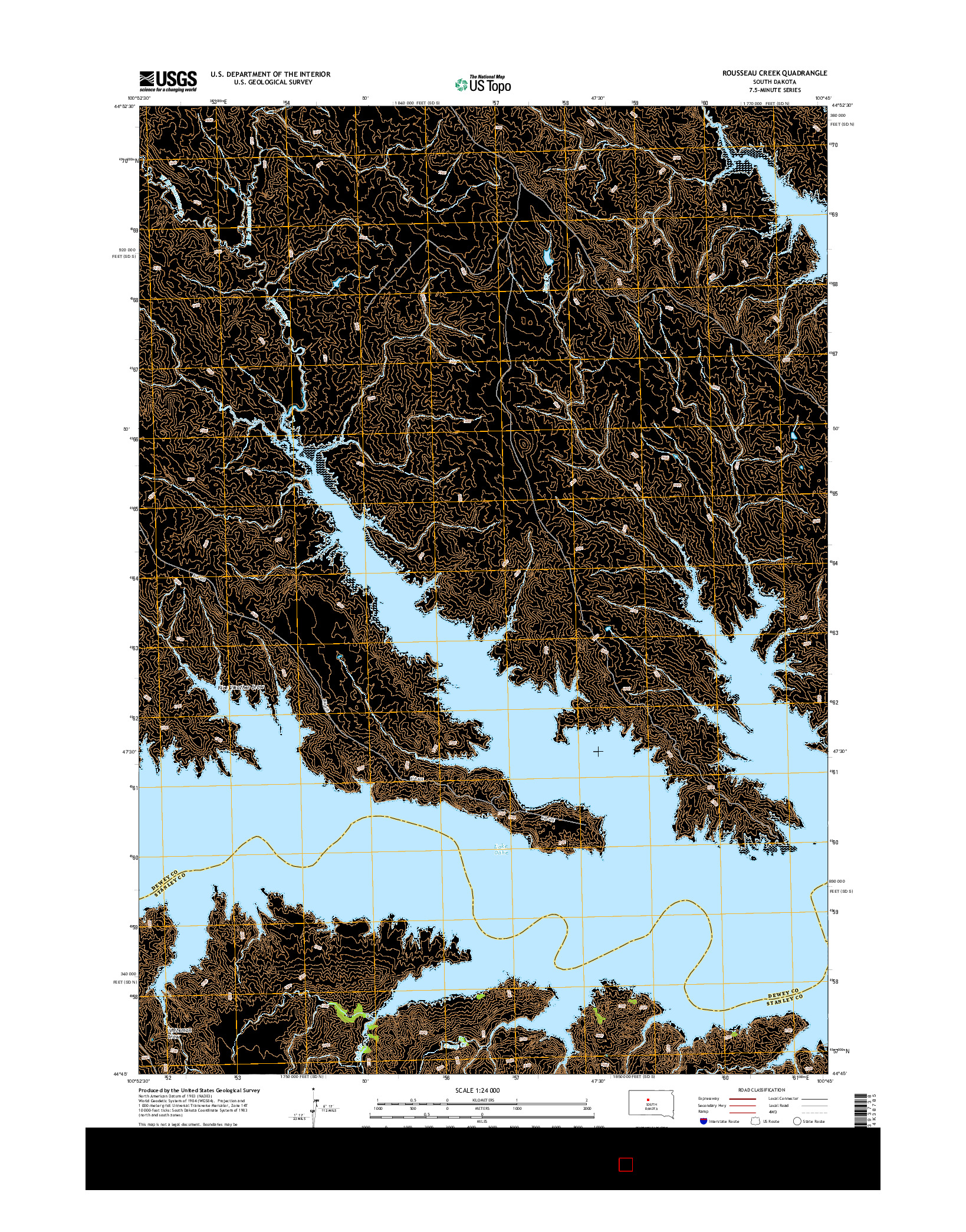 USGS US TOPO 7.5-MINUTE MAP FOR ROUSSEAU CREEK, SD 2015