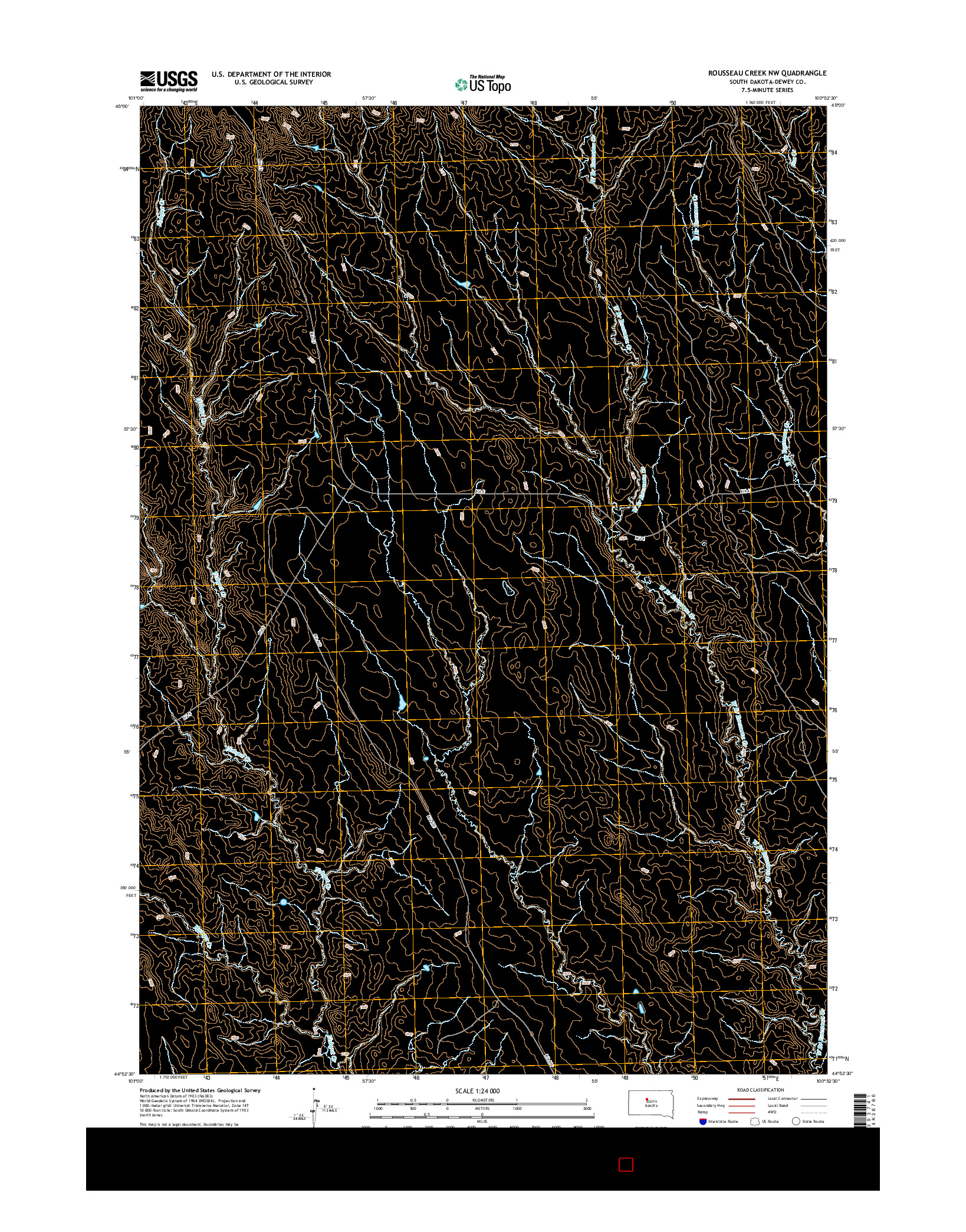 USGS US TOPO 7.5-MINUTE MAP FOR ROUSSEAU CREEK NW, SD 2015