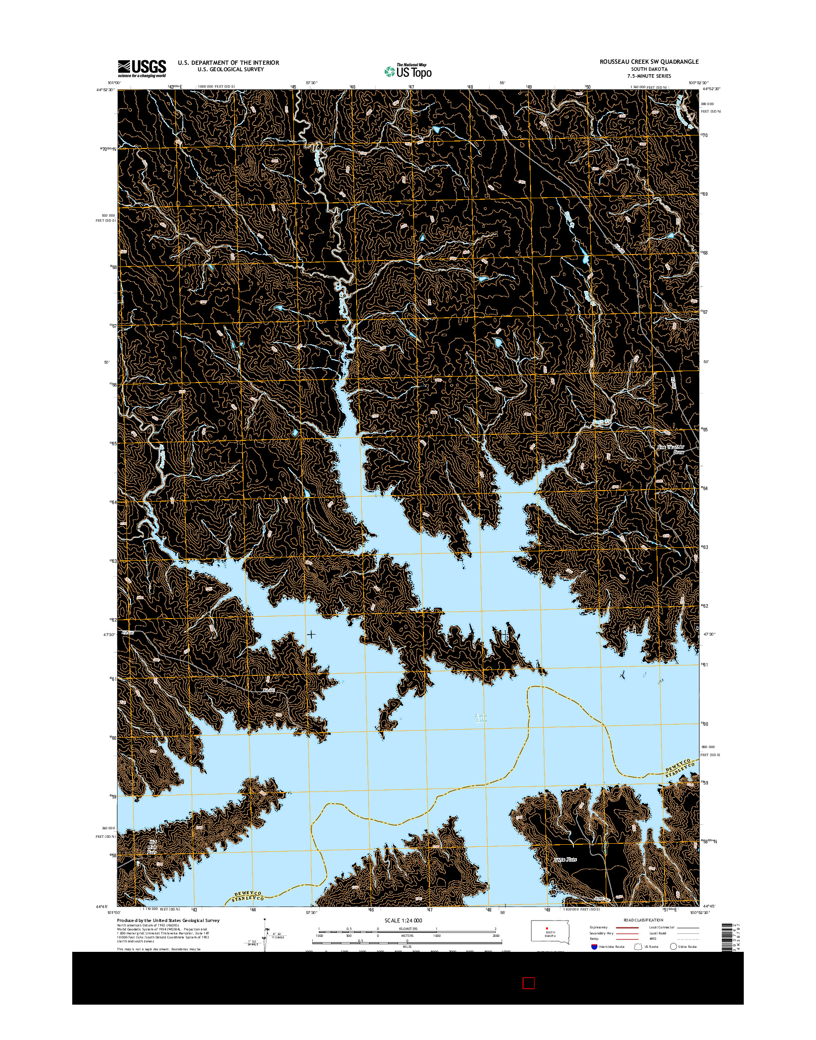 USGS US TOPO 7.5-MINUTE MAP FOR ROUSSEAU CREEK SW, SD 2015