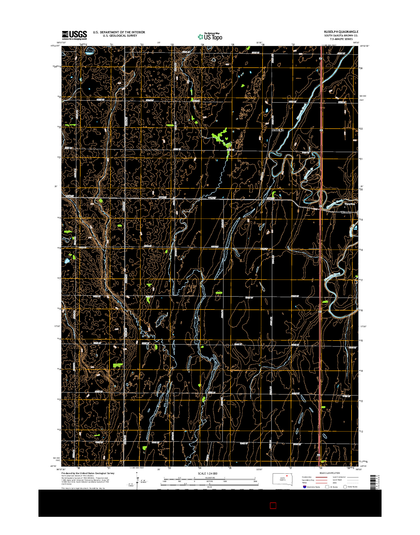 USGS US TOPO 7.5-MINUTE MAP FOR RUDOLPH, SD 2015