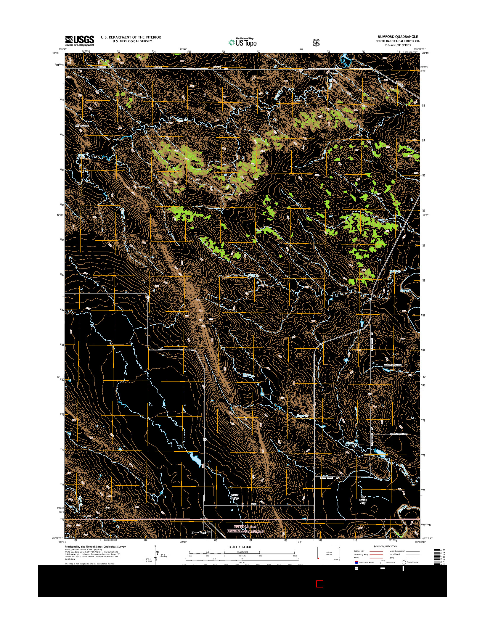 USGS US TOPO 7.5-MINUTE MAP FOR RUMFORD, SD 2015