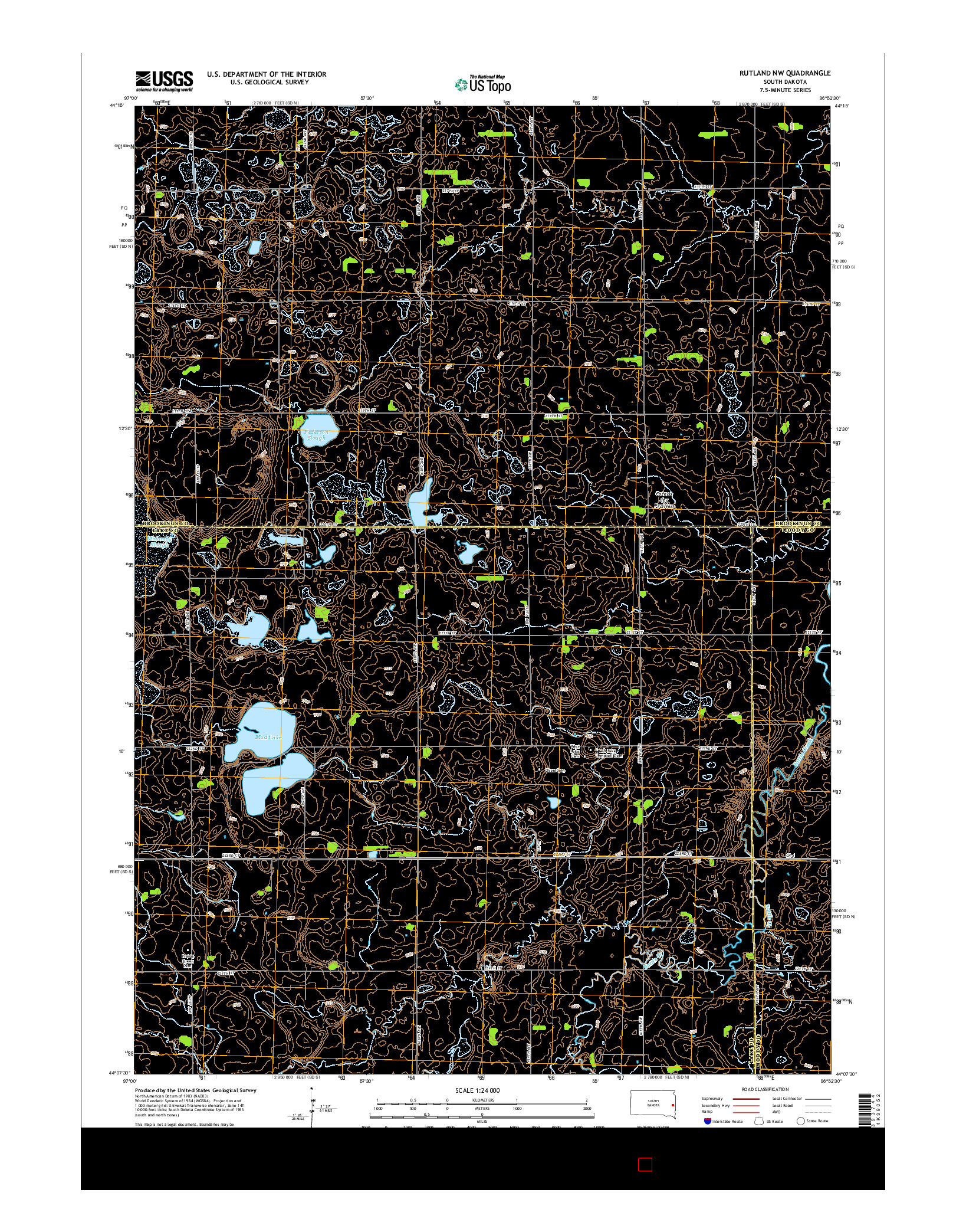 USGS US TOPO 7.5-MINUTE MAP FOR RUTLAND NW, SD 2015