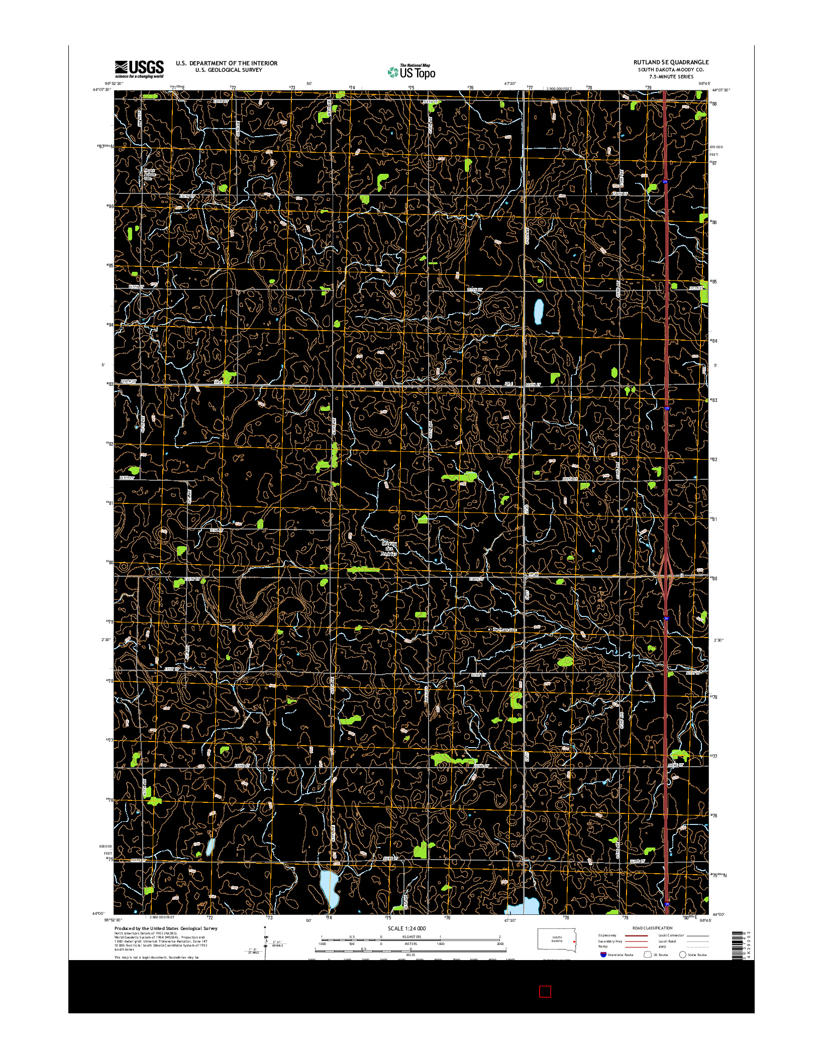 USGS US TOPO 7.5-MINUTE MAP FOR RUTLAND SE, SD 2015