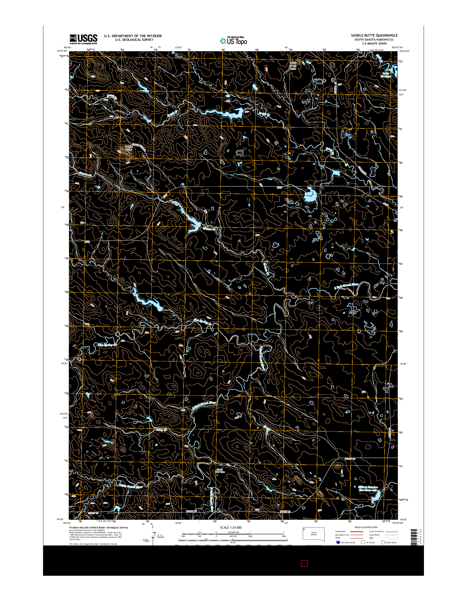 USGS US TOPO 7.5-MINUTE MAP FOR SADDLE BUTTE, SD 2015