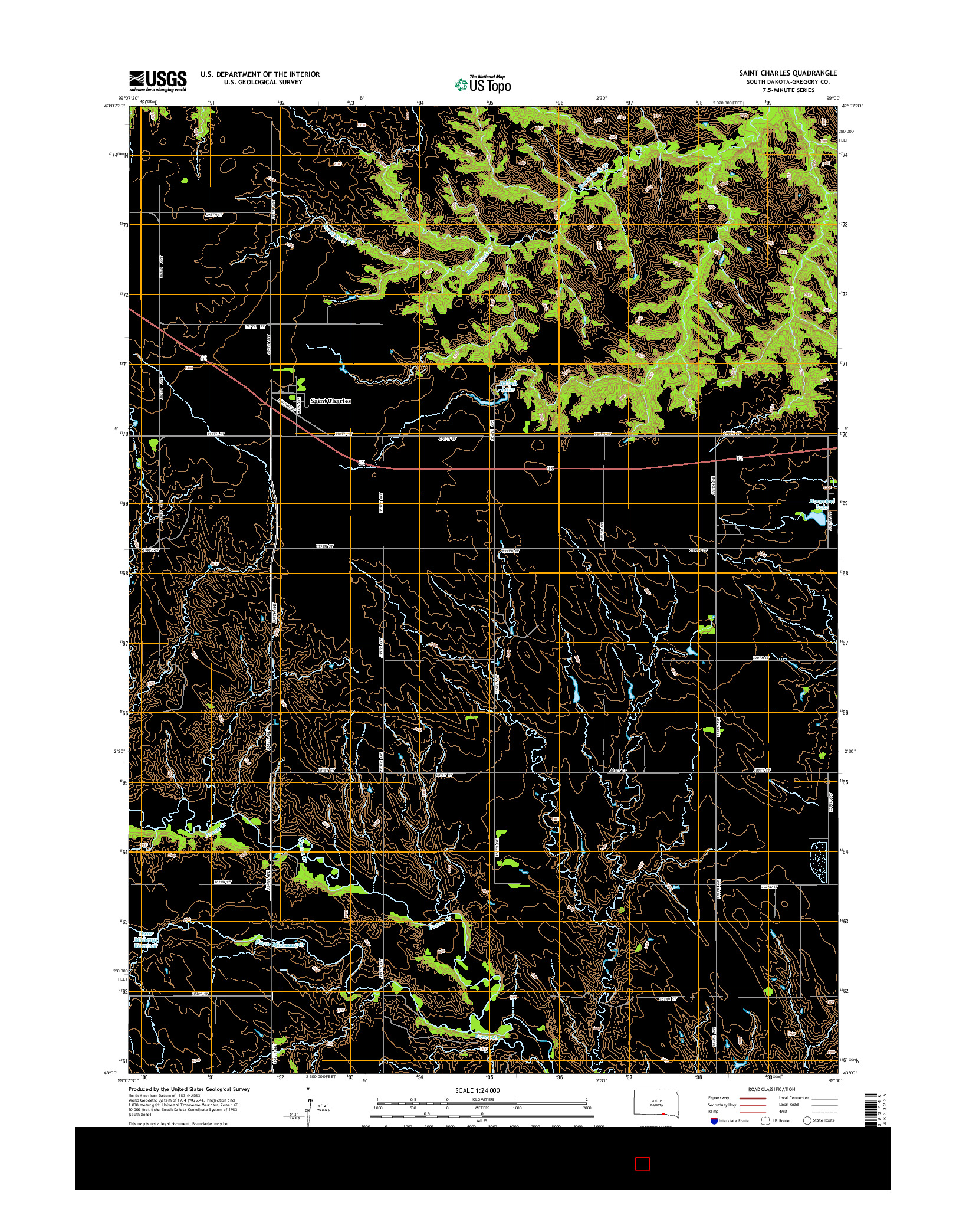 USGS US TOPO 7.5-MINUTE MAP FOR SAINT CHARLES, SD 2015