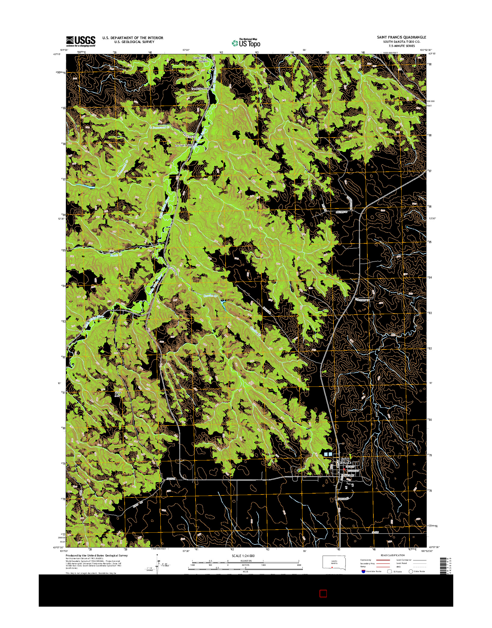 USGS US TOPO 7.5-MINUTE MAP FOR SAINT FRANCIS, SD 2015