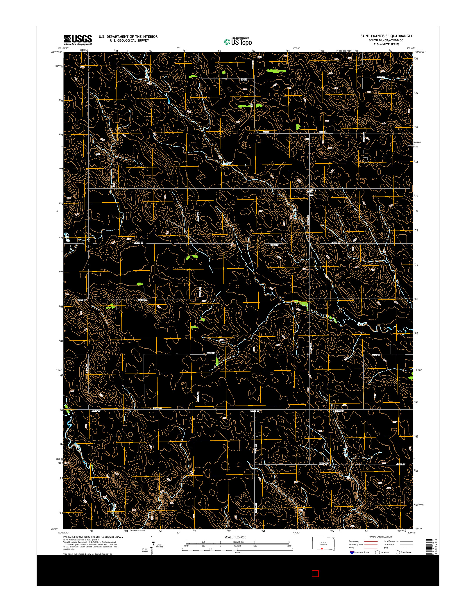 USGS US TOPO 7.5-MINUTE MAP FOR SAINT FRANCIS SE, SD 2015