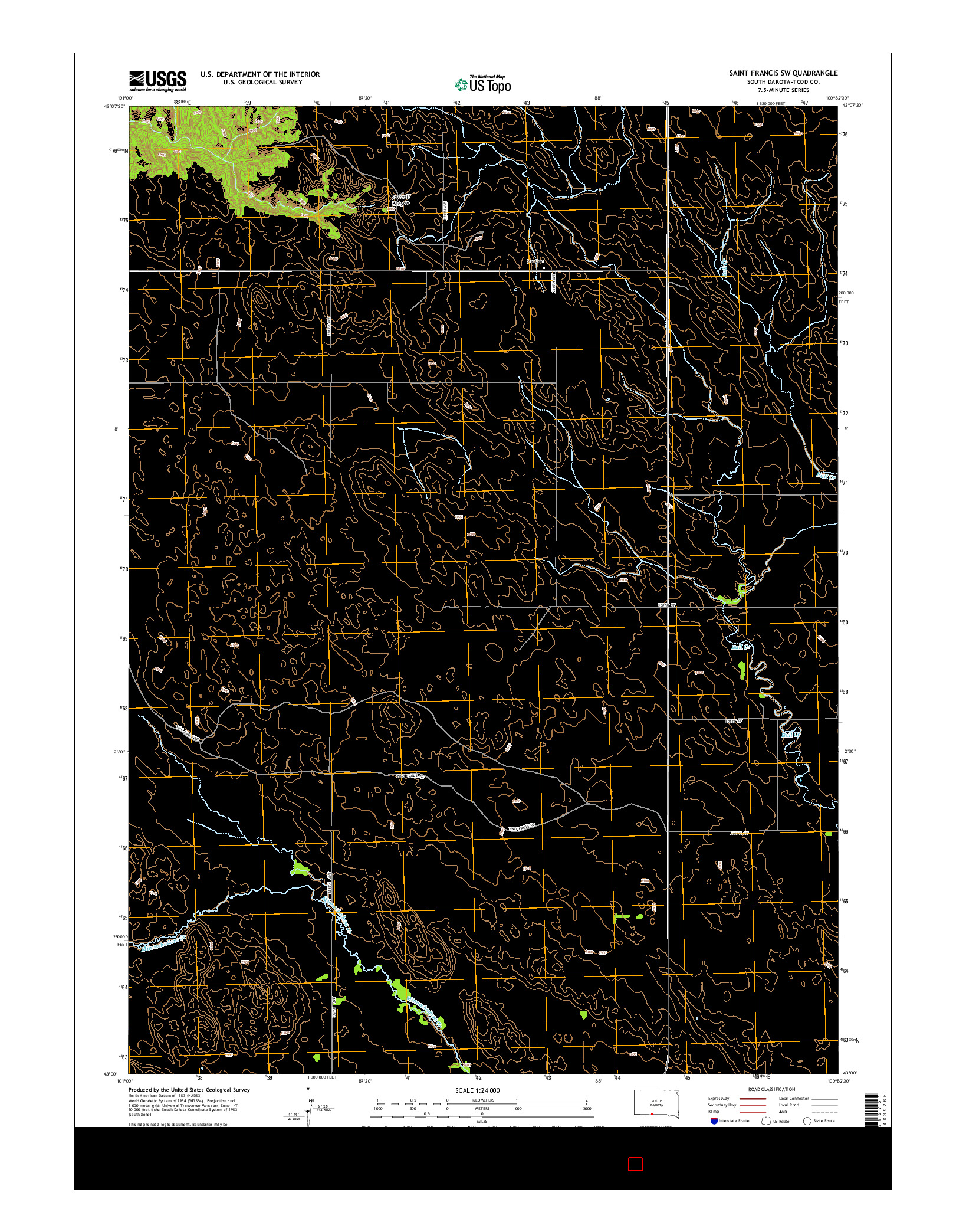 USGS US TOPO 7.5-MINUTE MAP FOR SAINT FRANCIS SW, SD 2015