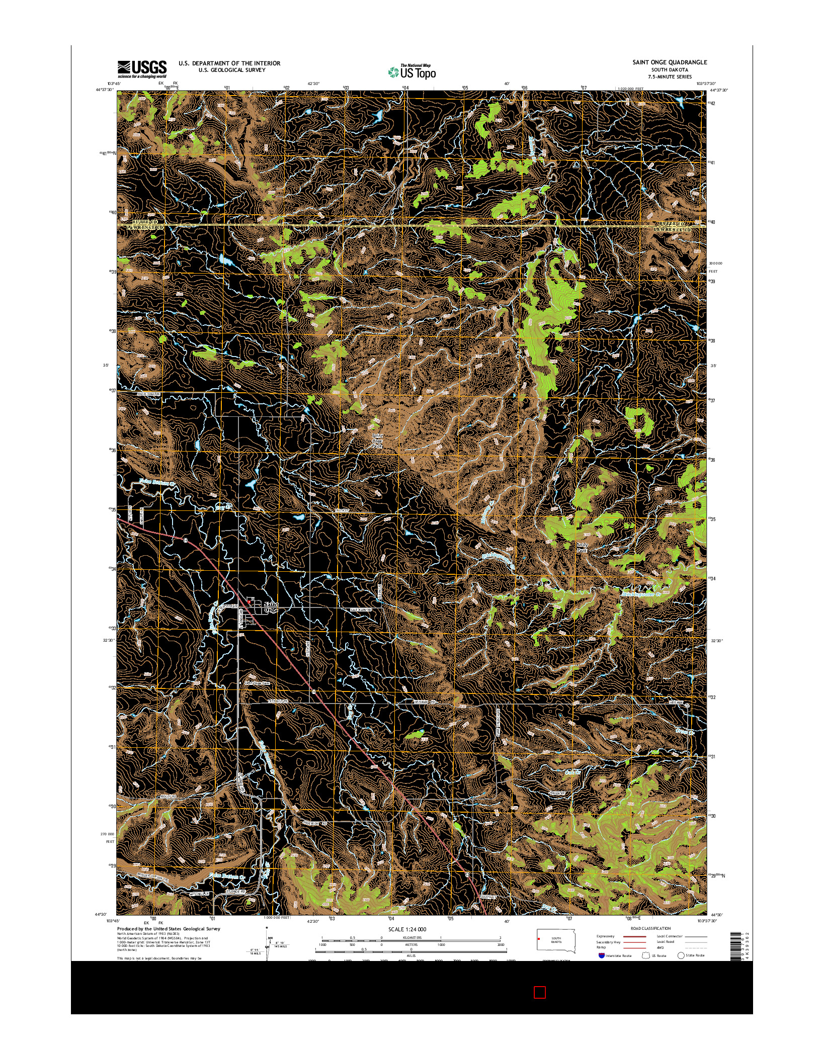 USGS US TOPO 7.5-MINUTE MAP FOR SAINT ONGE, SD 2015