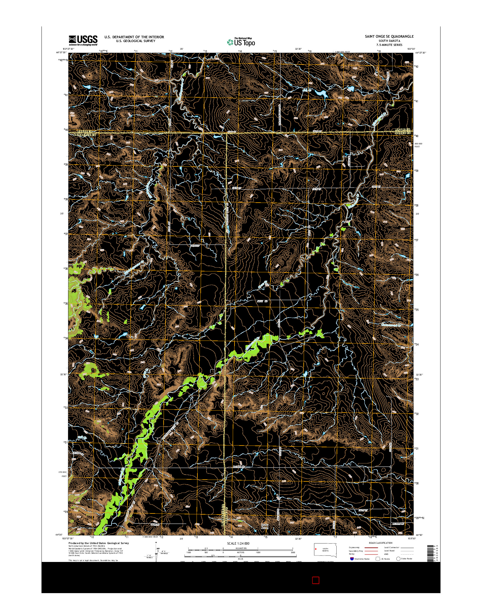 USGS US TOPO 7.5-MINUTE MAP FOR SAINT ONGE SE, SD 2015
