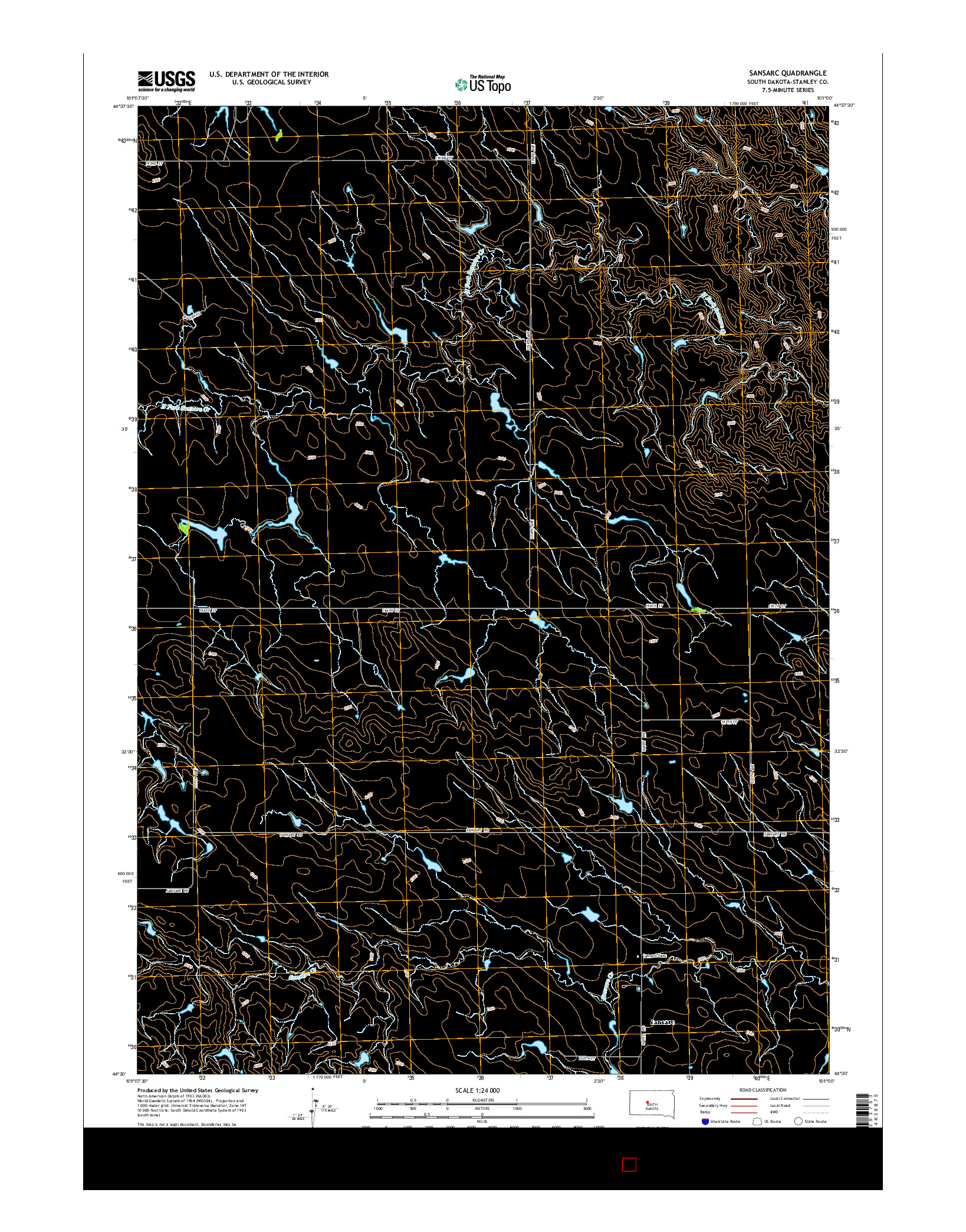 USGS US TOPO 7.5-MINUTE MAP FOR SANSARC, SD 2015