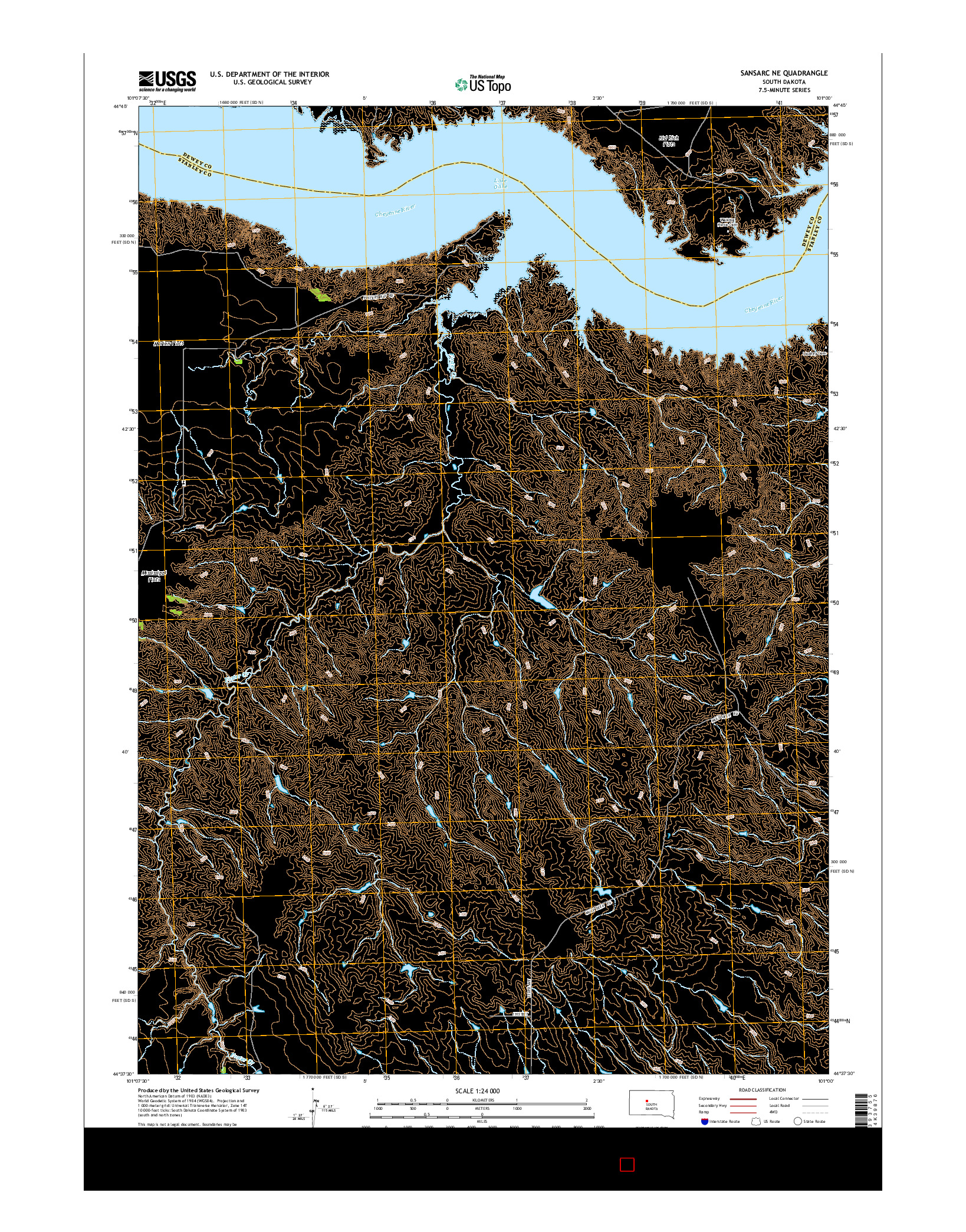 USGS US TOPO 7.5-MINUTE MAP FOR SANSARC NE, SD 2015