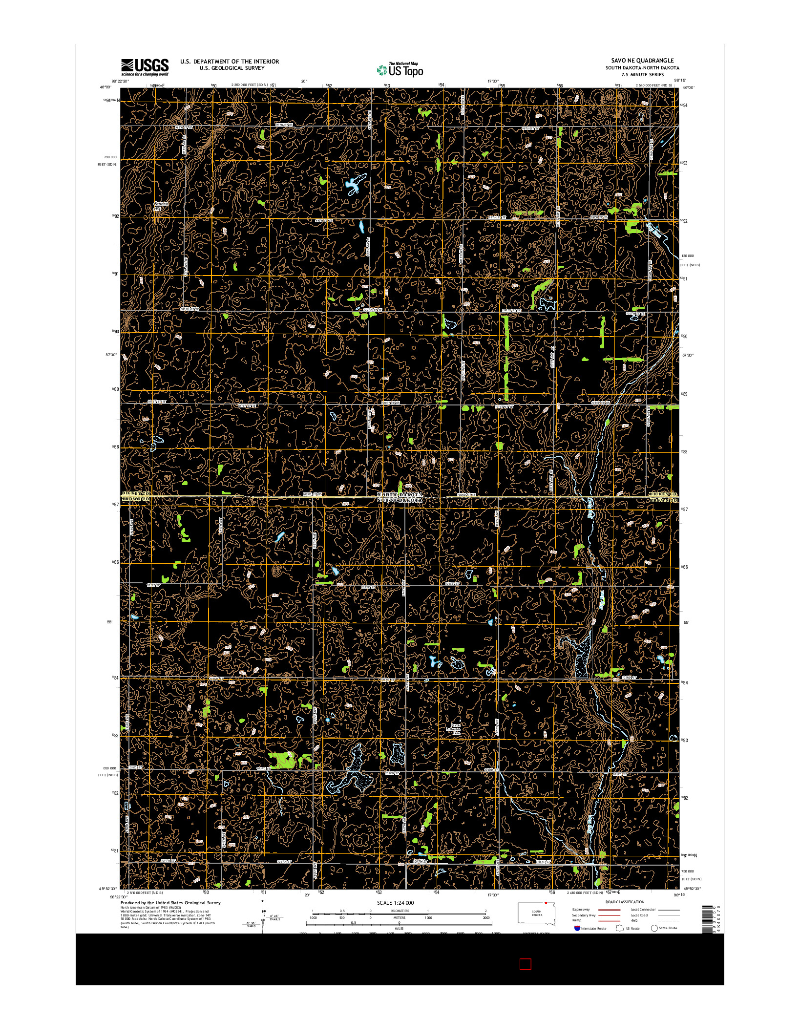 USGS US TOPO 7.5-MINUTE MAP FOR SAVO NE, SD-ND 2015