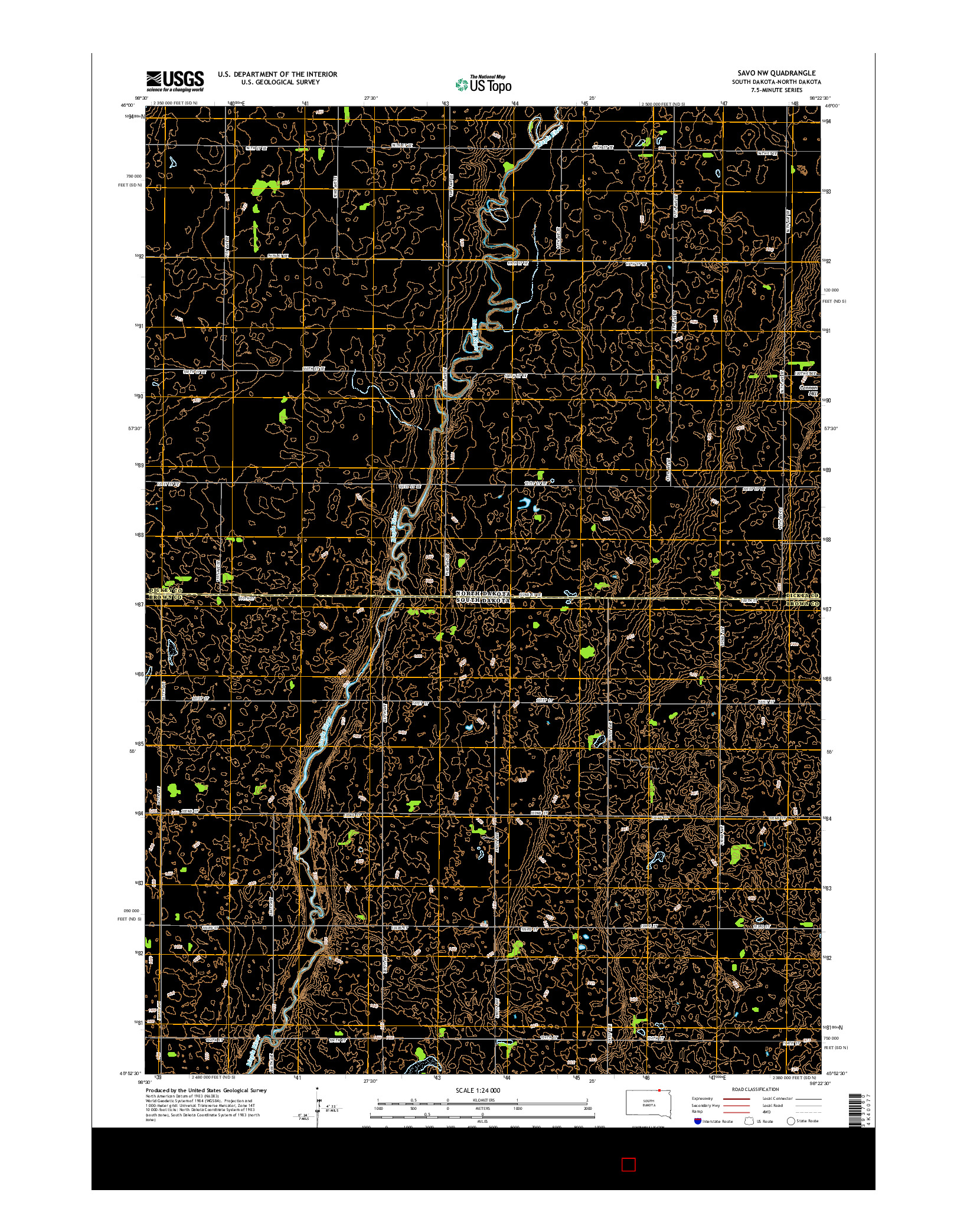 USGS US TOPO 7.5-MINUTE MAP FOR SAVO NW, SD-ND 2015