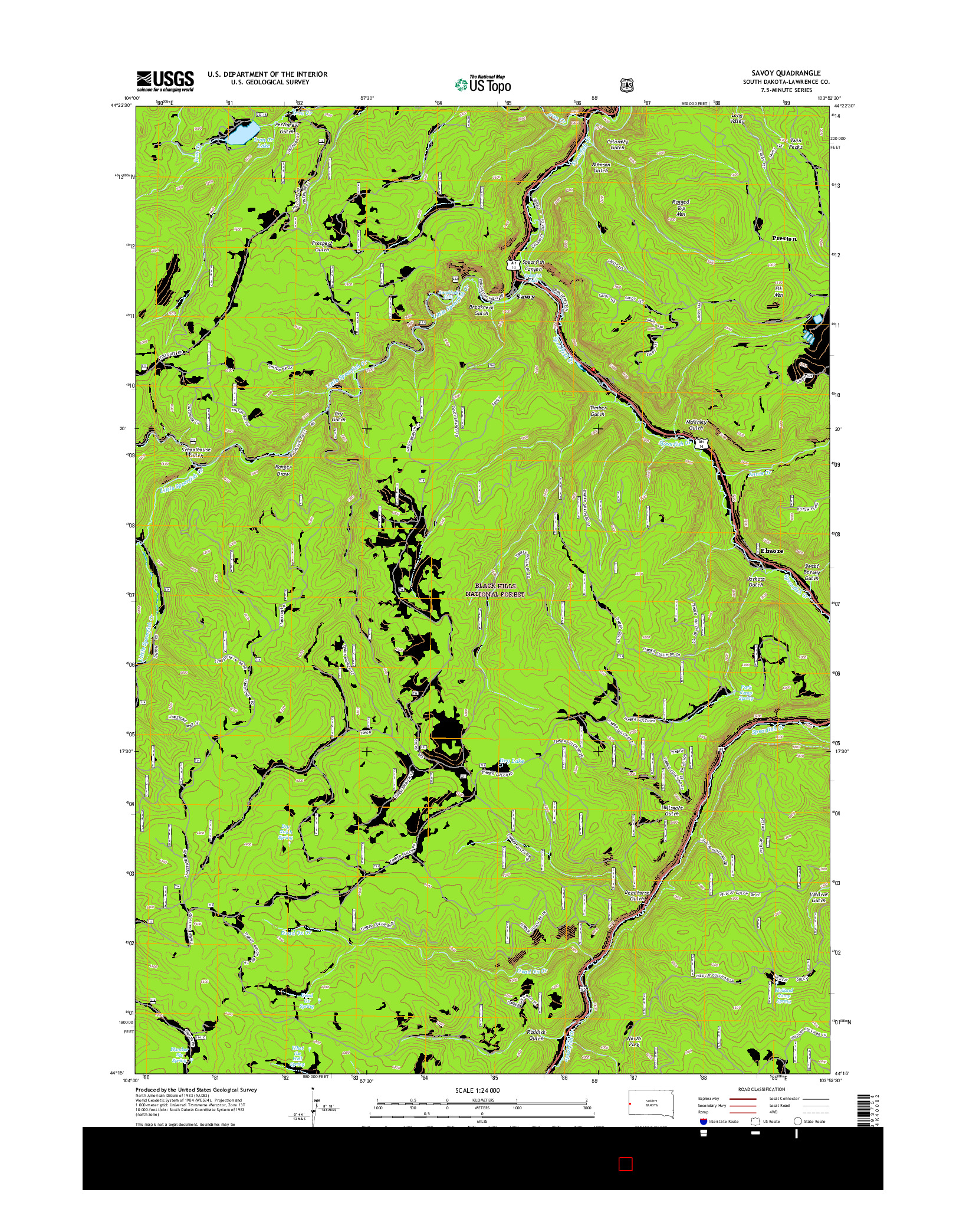 USGS US TOPO 7.5-MINUTE MAP FOR SAVOY, SD 2015