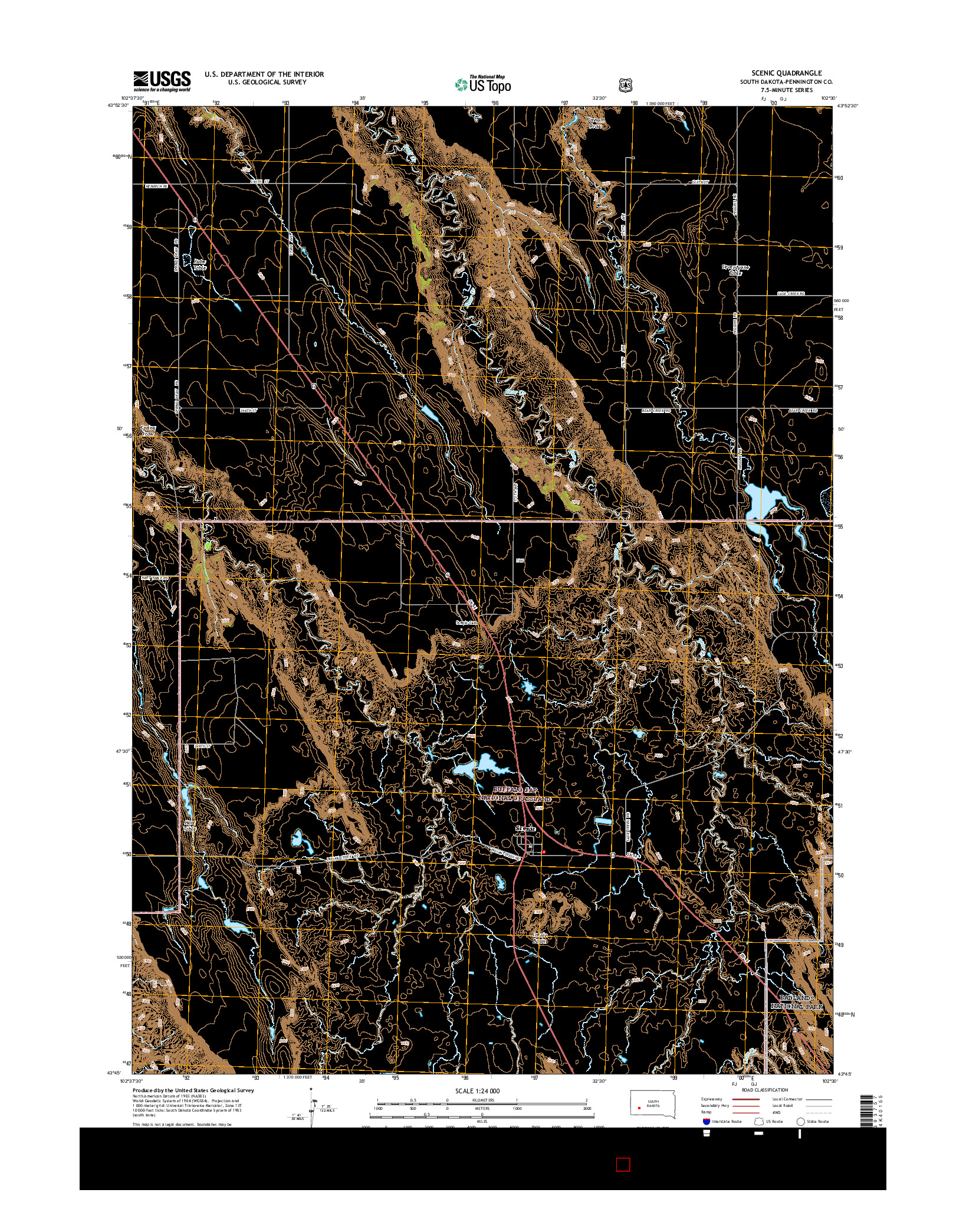 USGS US TOPO 7.5-MINUTE MAP FOR SCENIC, SD 2015