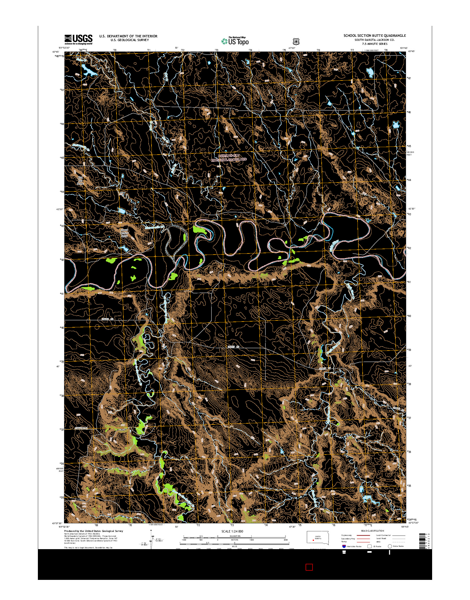 USGS US TOPO 7.5-MINUTE MAP FOR SCHOOL SECTION BUTTE, SD 2015