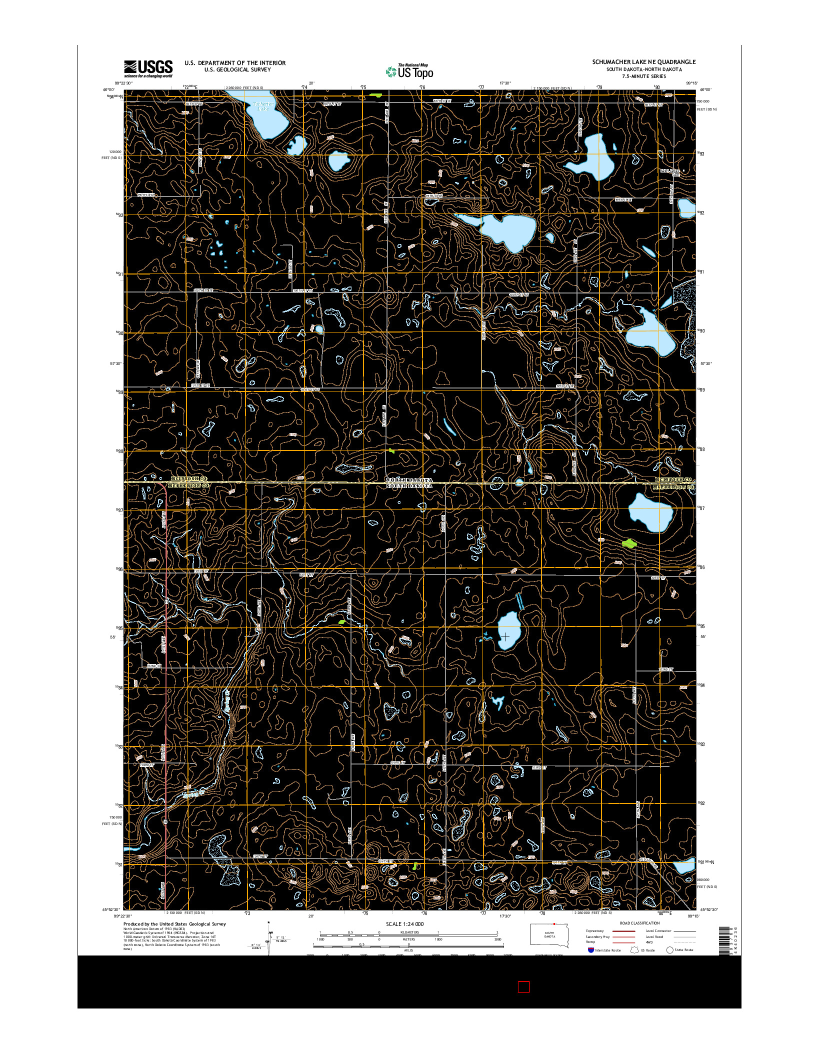 USGS US TOPO 7.5-MINUTE MAP FOR SCHUMACHER LAKE NE, SD-ND 2015