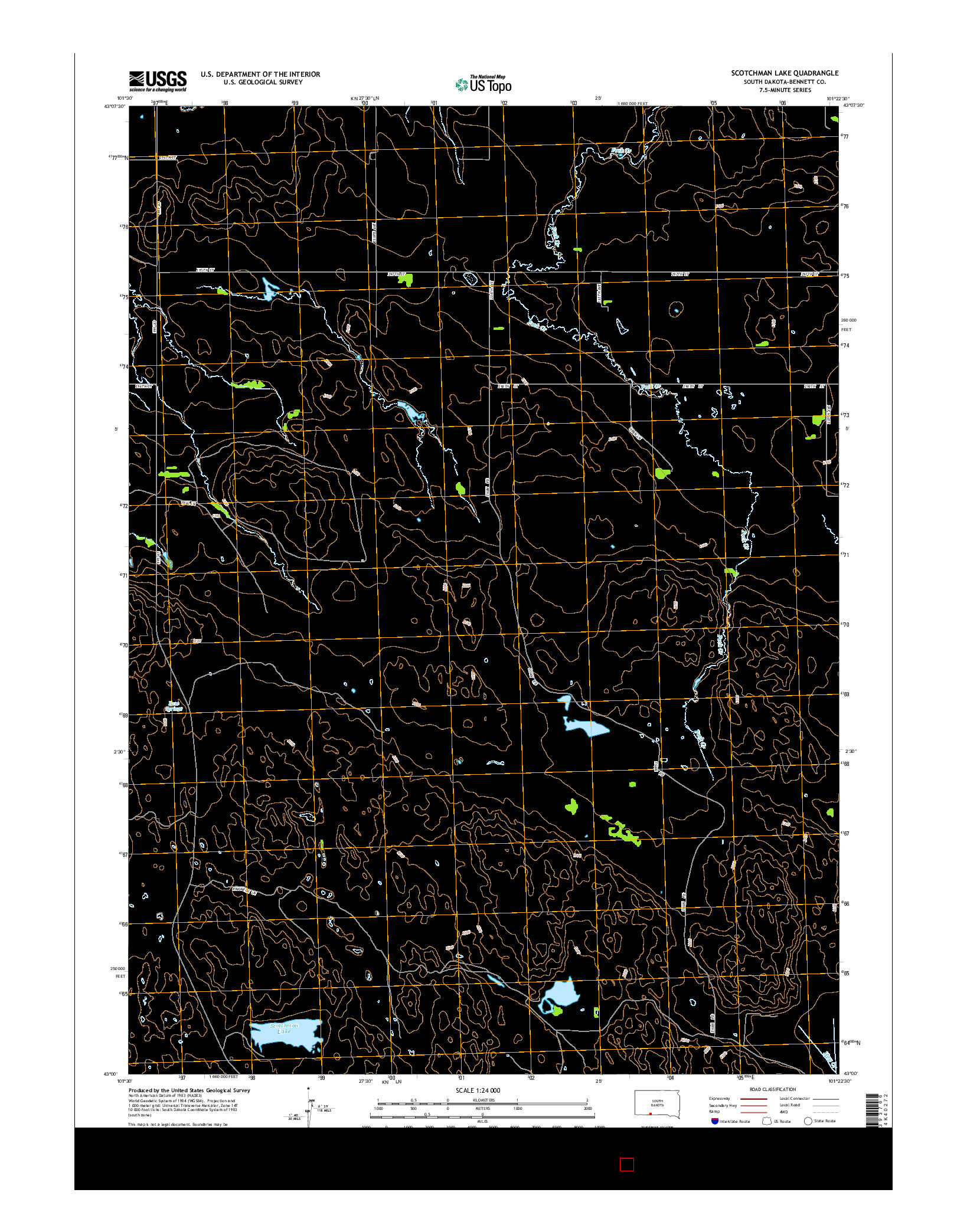 USGS US TOPO 7.5-MINUTE MAP FOR SCOTCHMAN LAKE, SD 2015