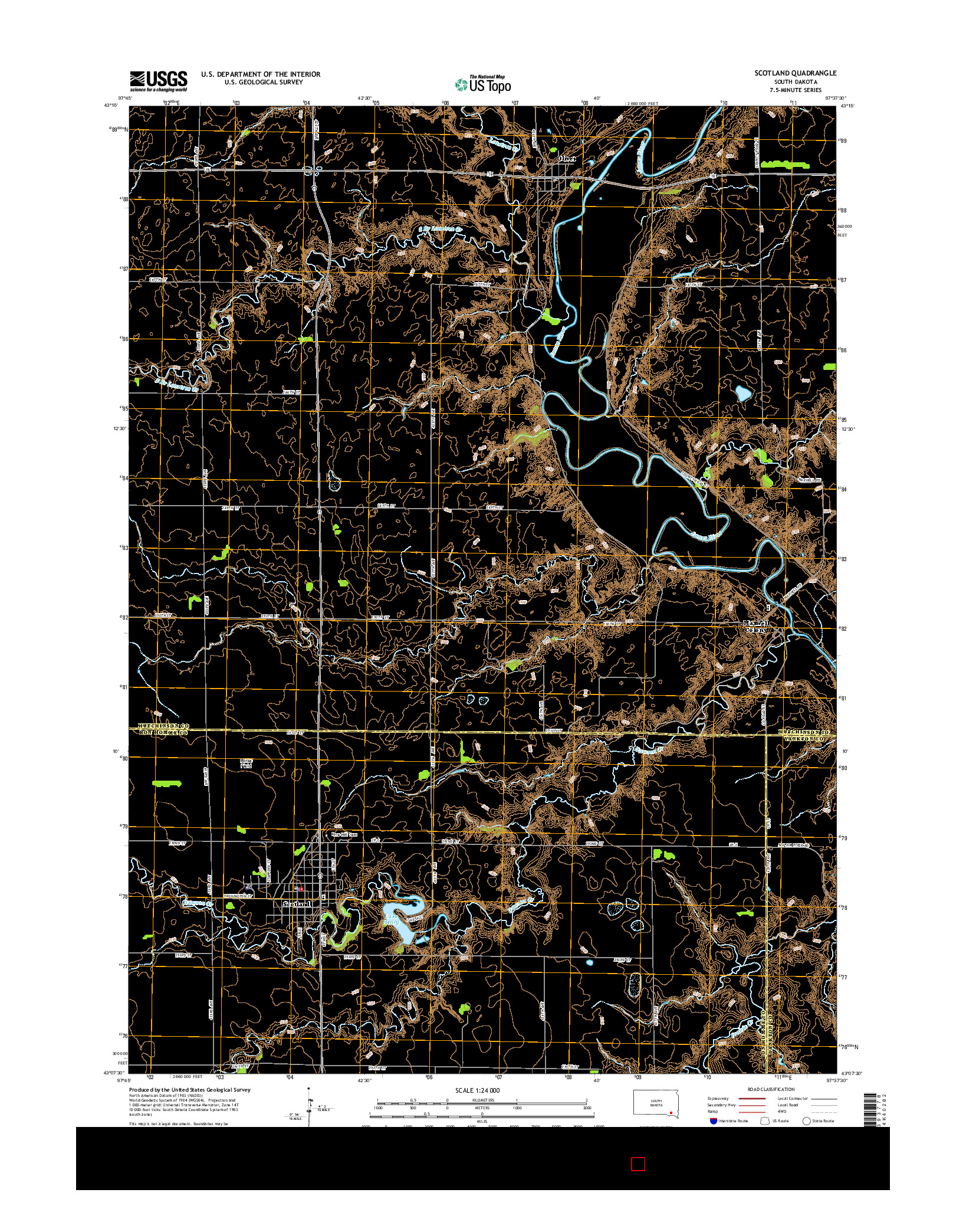 USGS US TOPO 7.5-MINUTE MAP FOR SCOTLAND, SD 2015