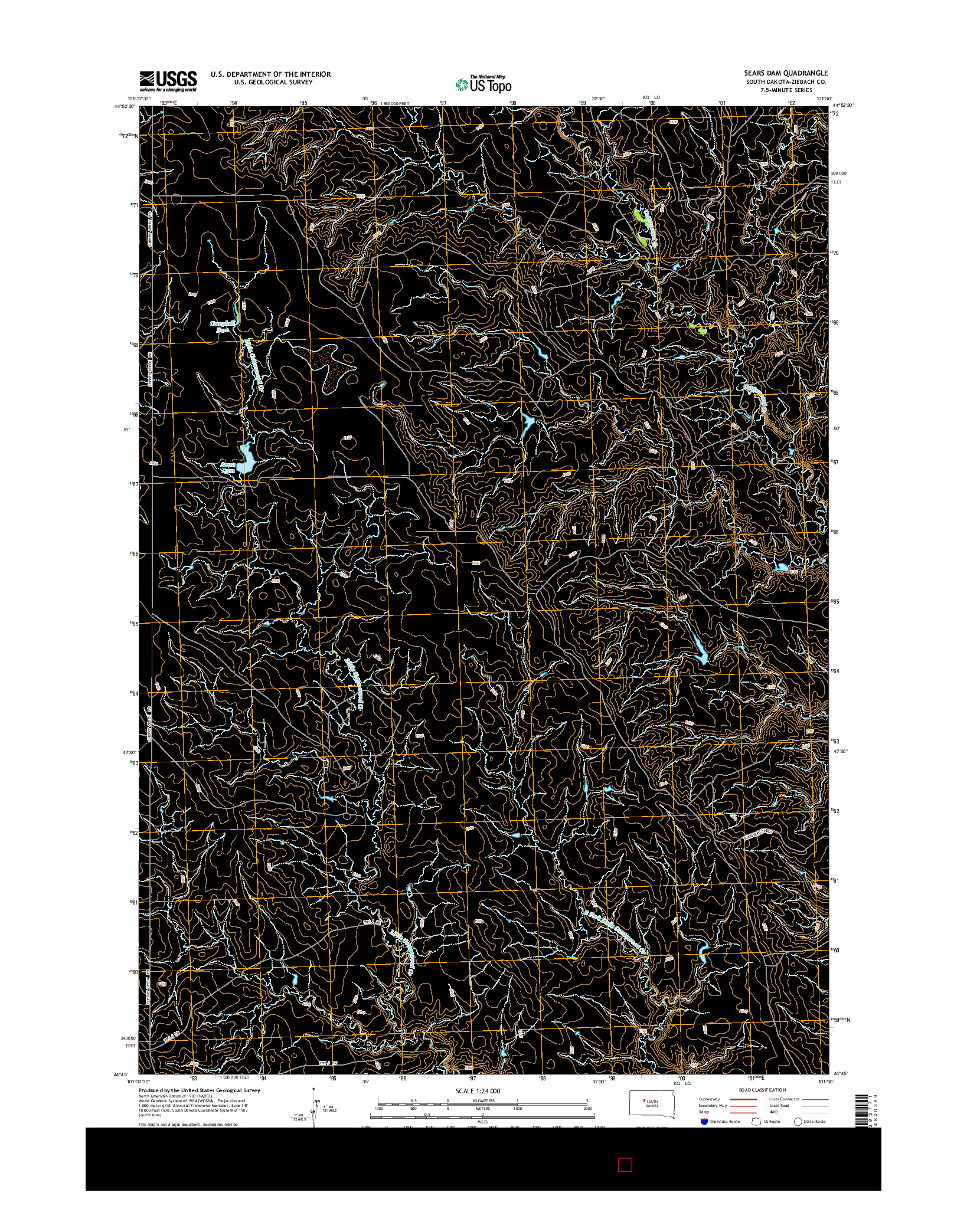 USGS US TOPO 7.5-MINUTE MAP FOR SEARS DAM, SD 2015