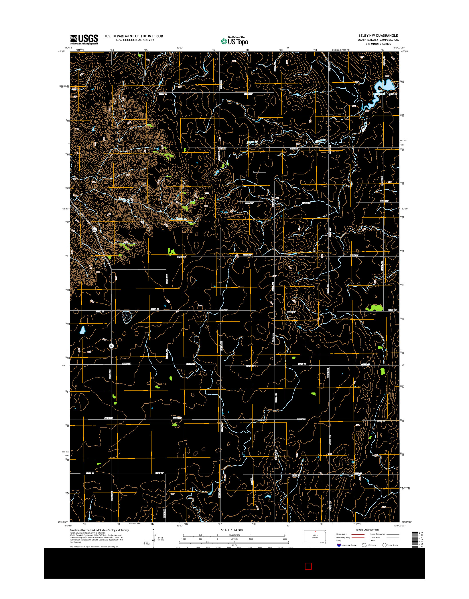 USGS US TOPO 7.5-MINUTE MAP FOR SELBY NW, SD 2015