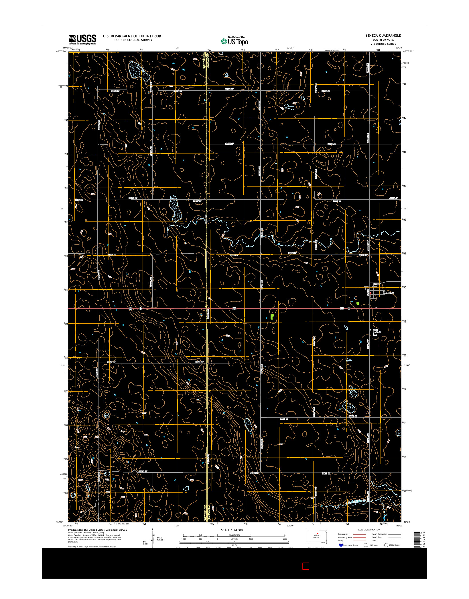 USGS US TOPO 7.5-MINUTE MAP FOR SENECA, SD 2015