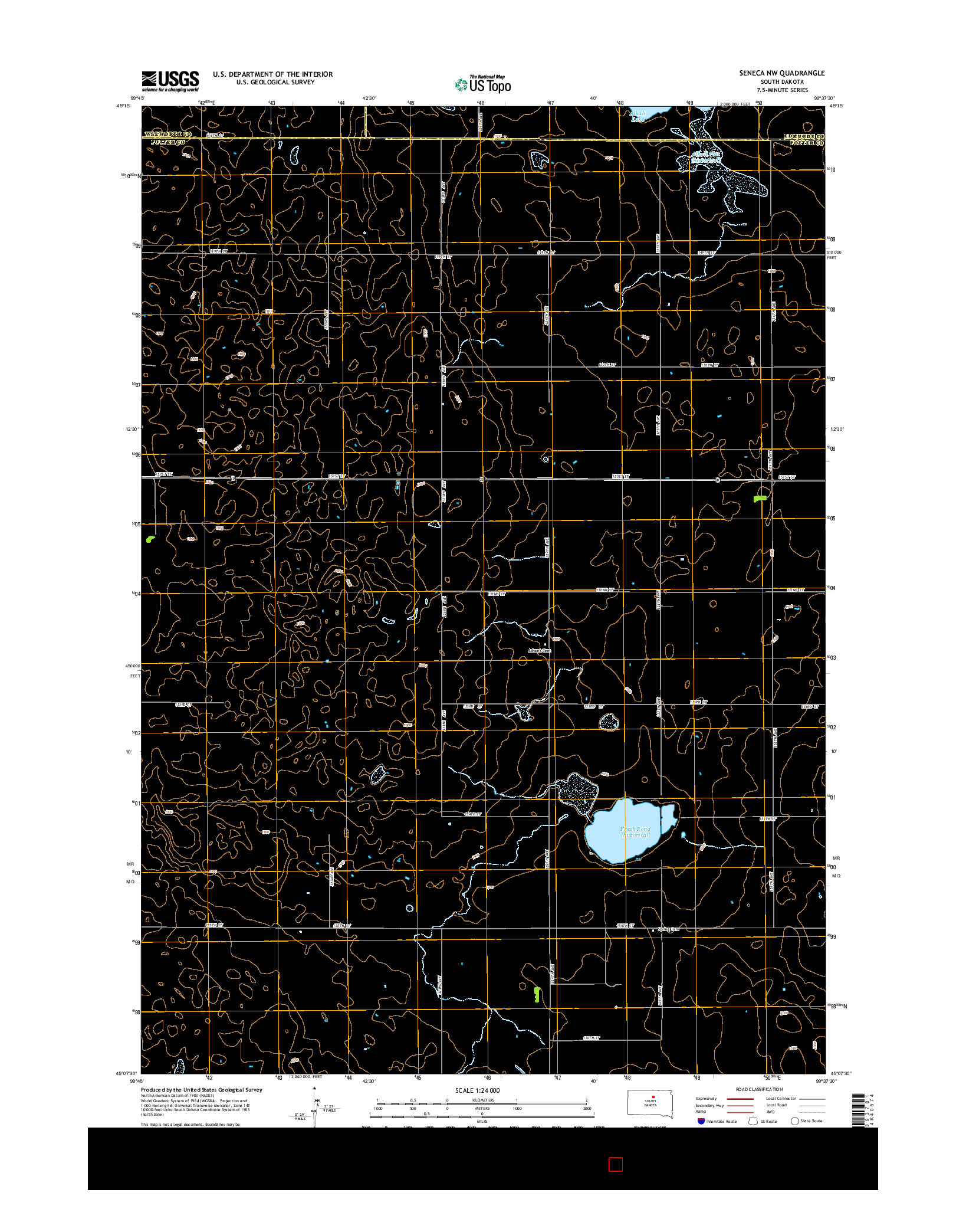 USGS US TOPO 7.5-MINUTE MAP FOR SENECA NW, SD 2015