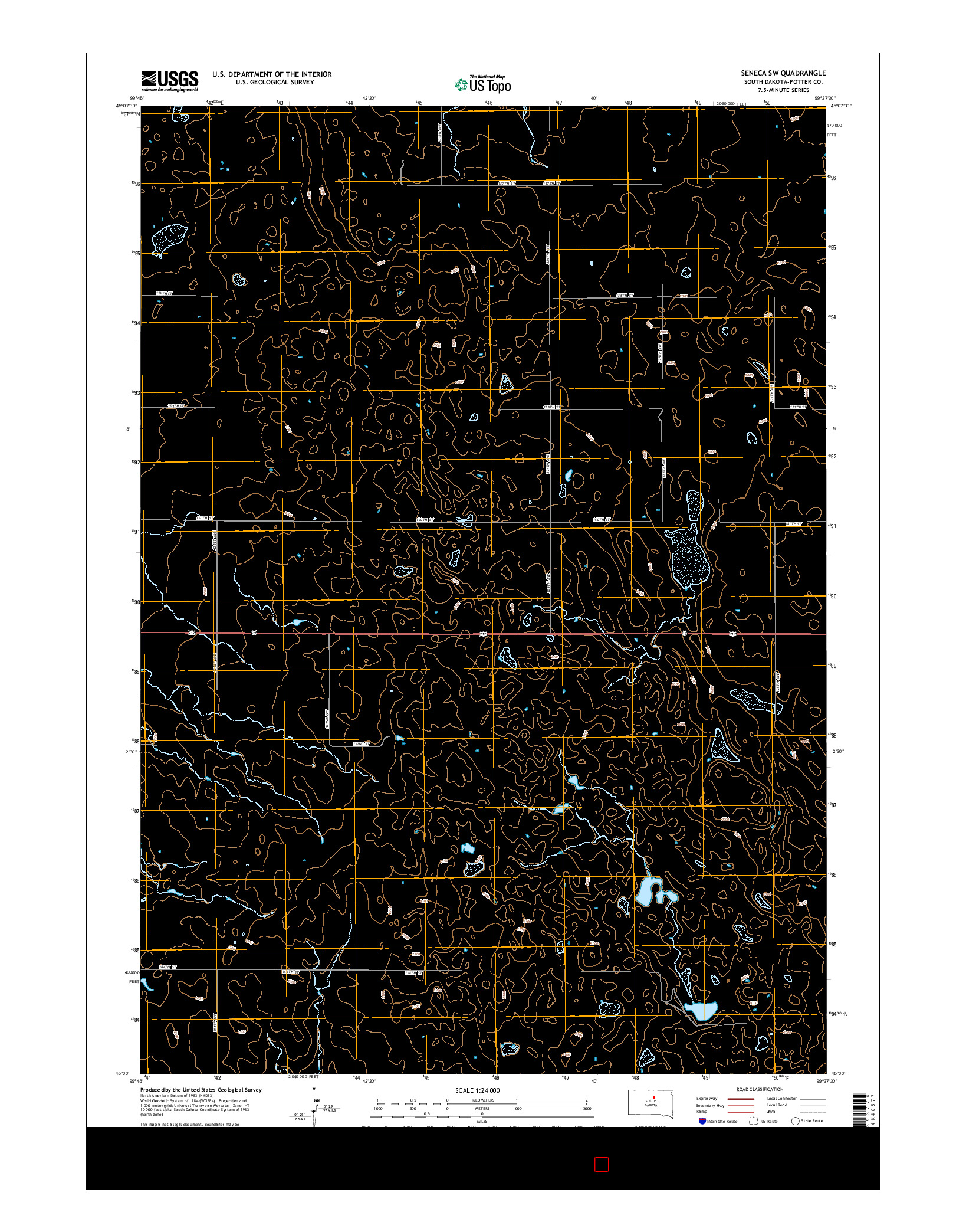 USGS US TOPO 7.5-MINUTE MAP FOR SENECA SW, SD 2015