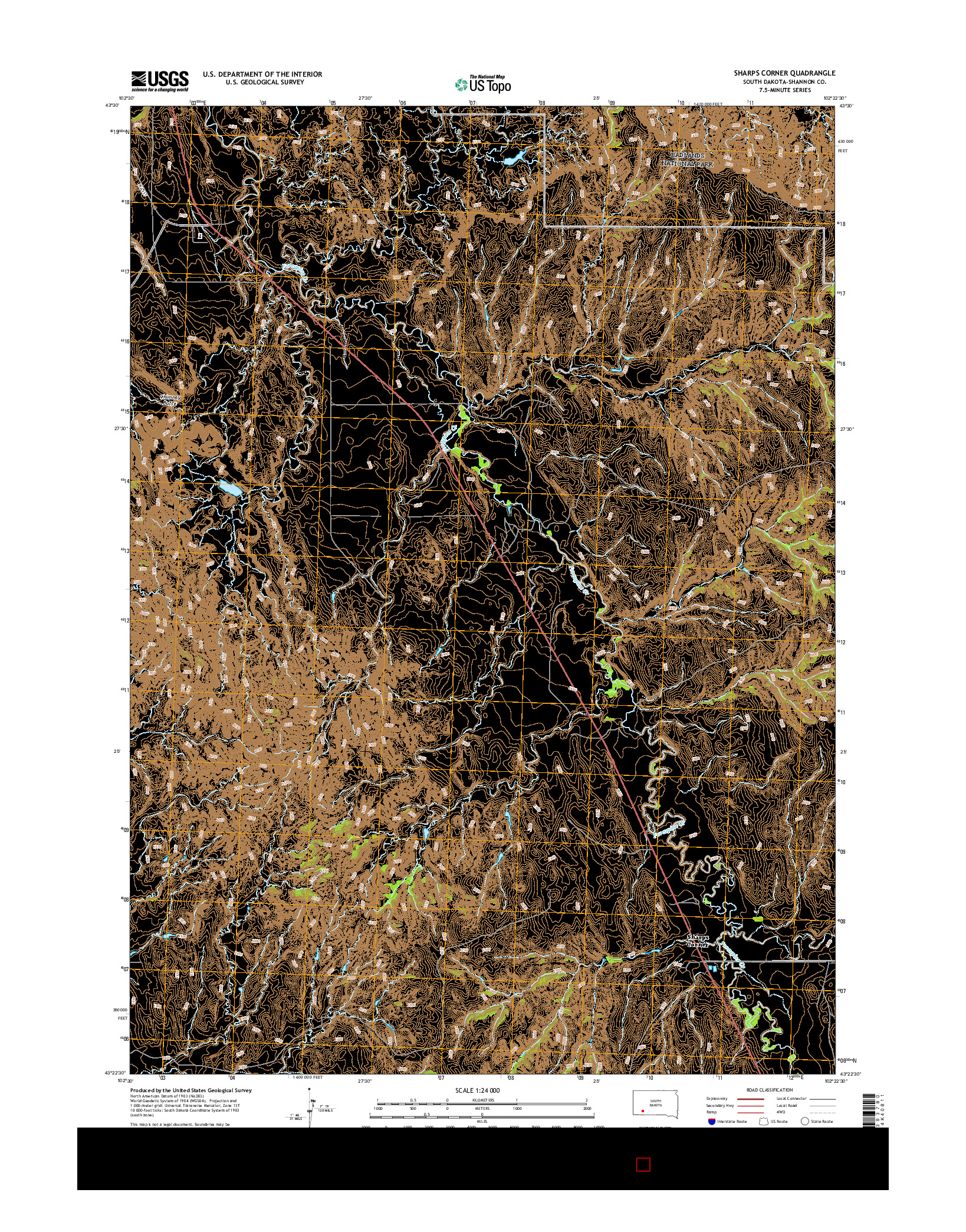 USGS US TOPO 7.5-MINUTE MAP FOR SHARPS CORNER, SD 2015