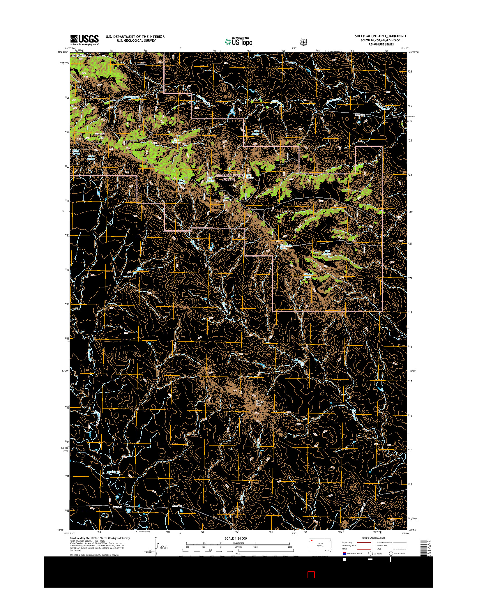 USGS US TOPO 7.5-MINUTE MAP FOR SHEEP MOUNTAIN, SD 2015