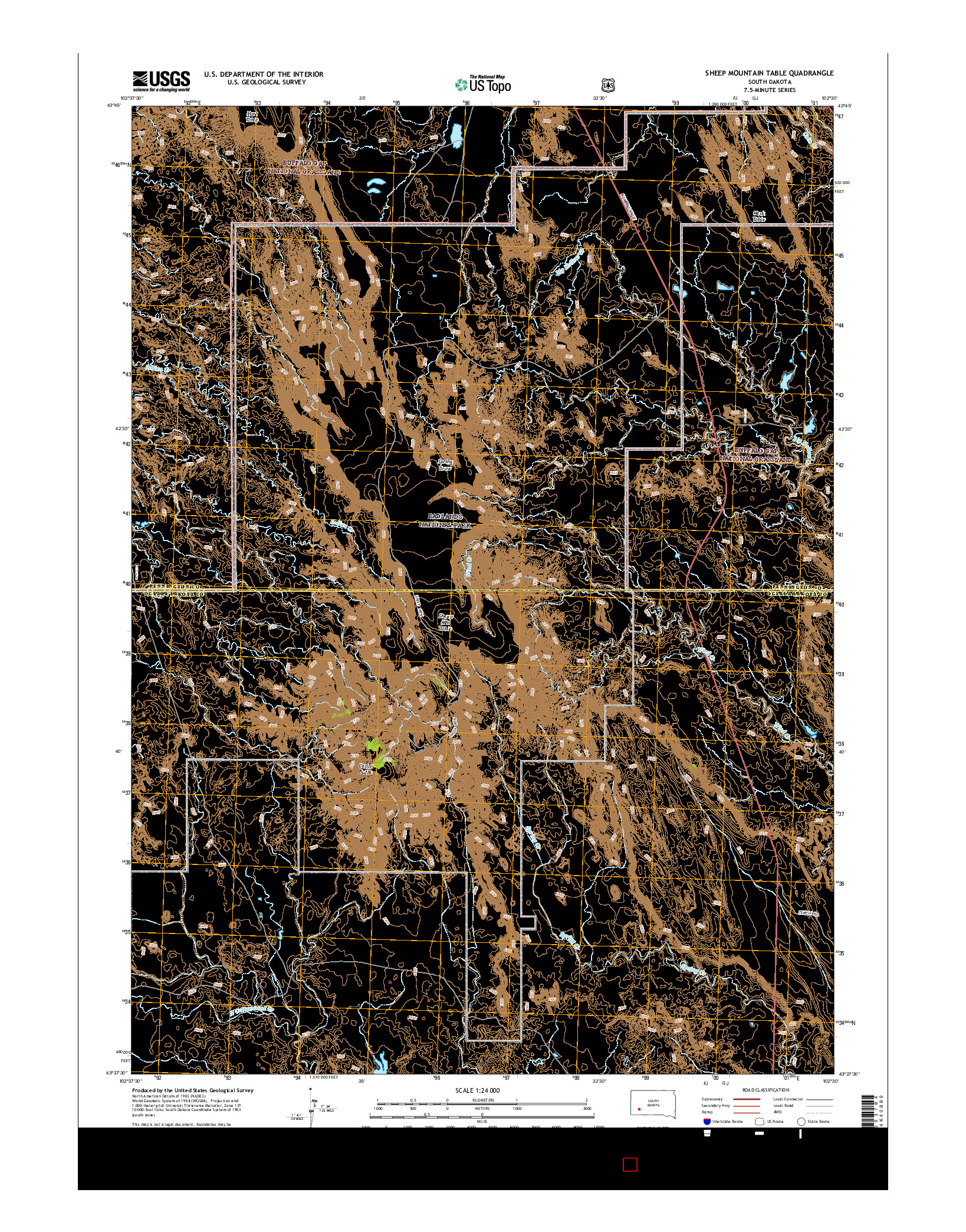 USGS US TOPO 7.5-MINUTE MAP FOR SHEEP MOUNTAIN TABLE, SD 2015