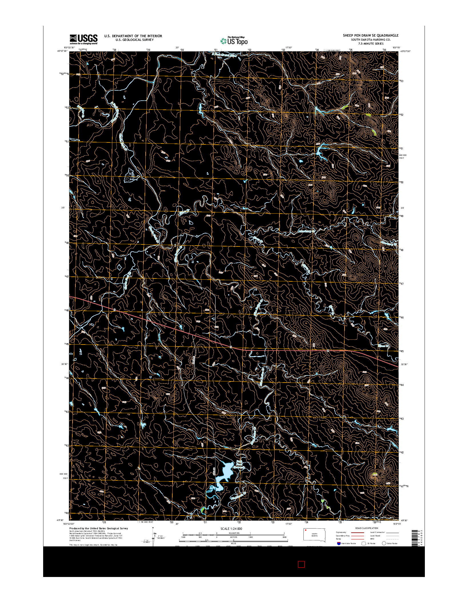 USGS US TOPO 7.5-MINUTE MAP FOR SHEEP PEN DRAW SE, SD 2015