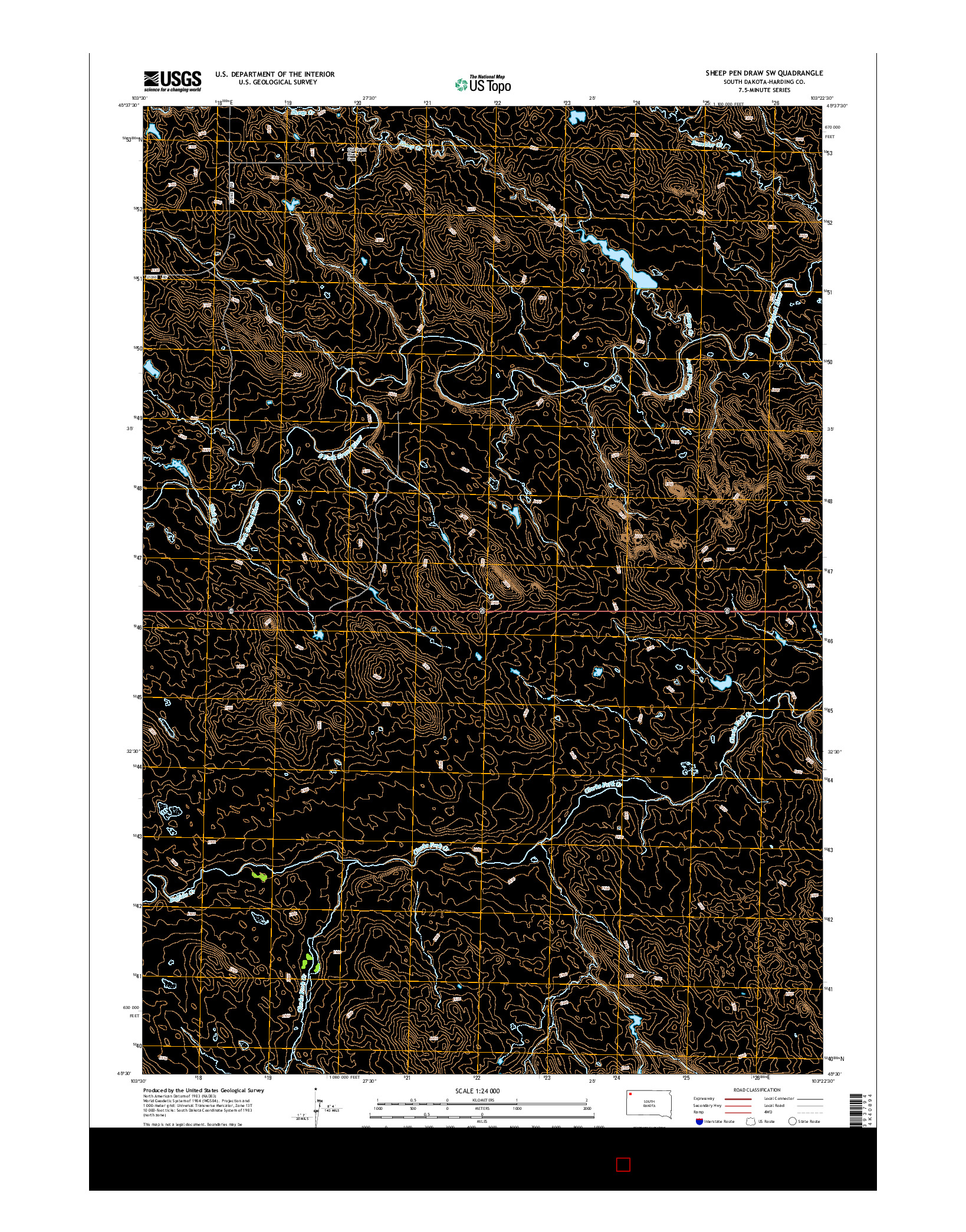 USGS US TOPO 7.5-MINUTE MAP FOR SHEEP PEN DRAW SW, SD 2015