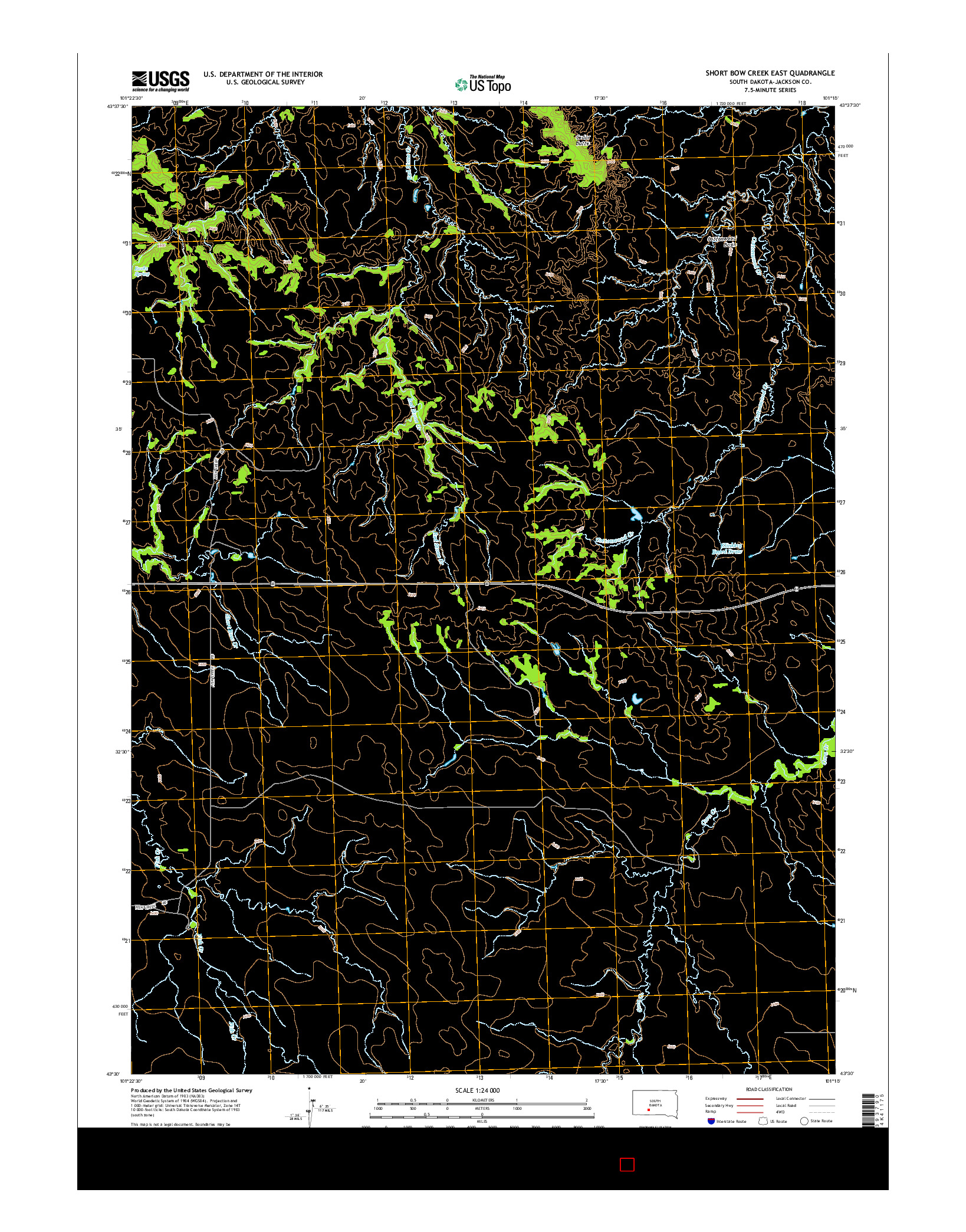 USGS US TOPO 7.5-MINUTE MAP FOR SHORT BOW CREEK EAST, SD 2015
