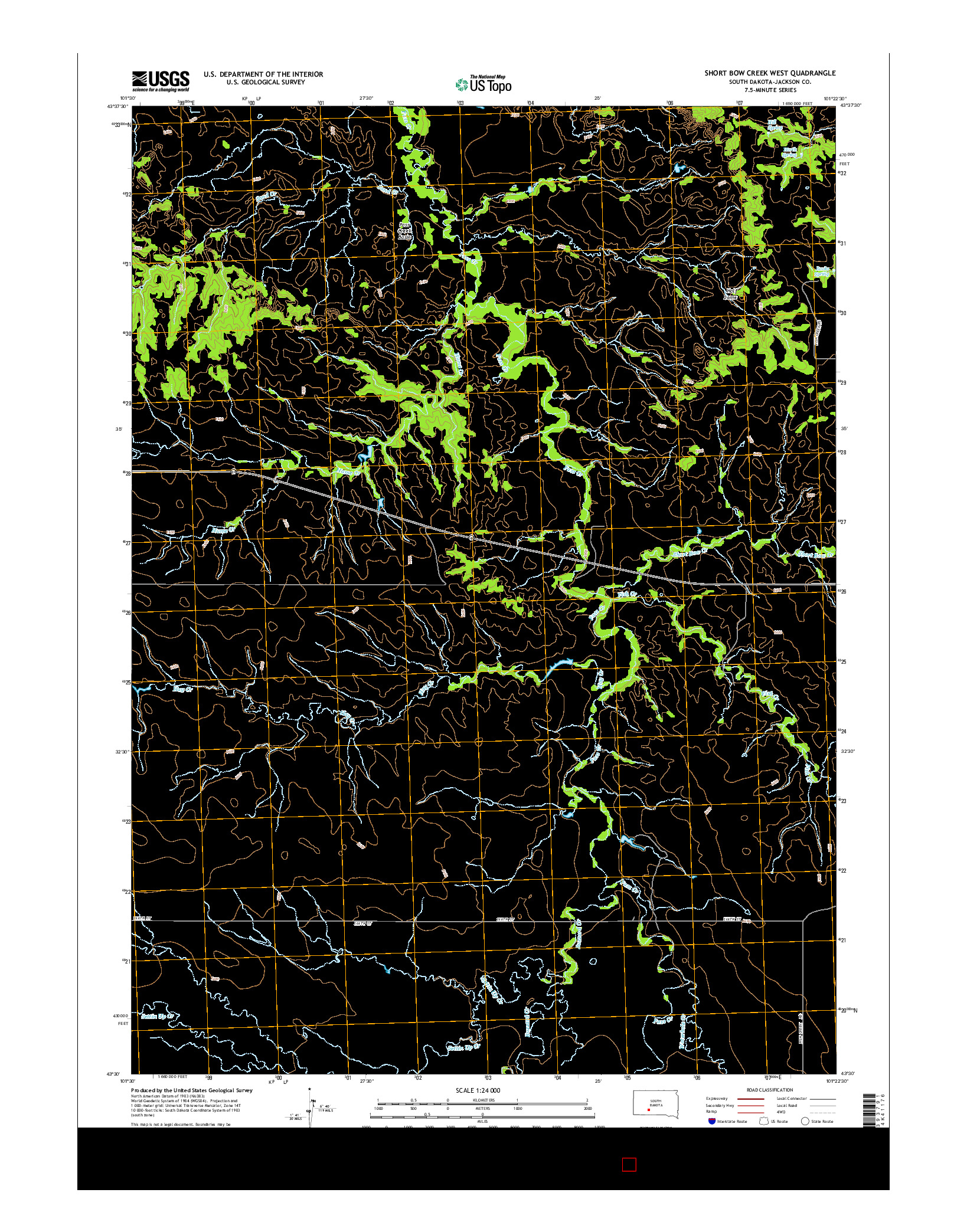 USGS US TOPO 7.5-MINUTE MAP FOR SHORT BOW CREEK WEST, SD 2015