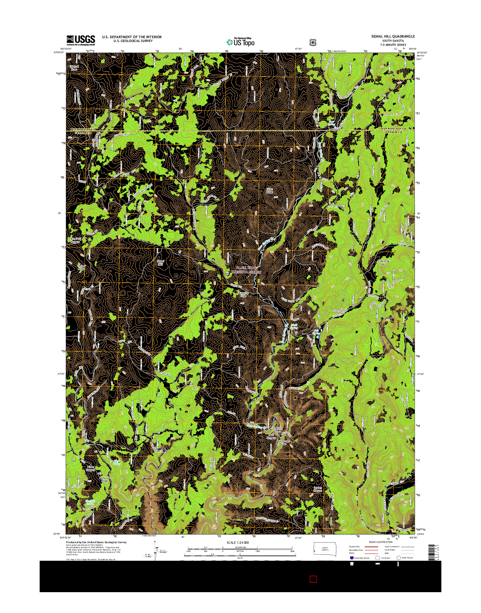 USGS US TOPO 7.5-MINUTE MAP FOR SIGNAL HILL, SD 2015