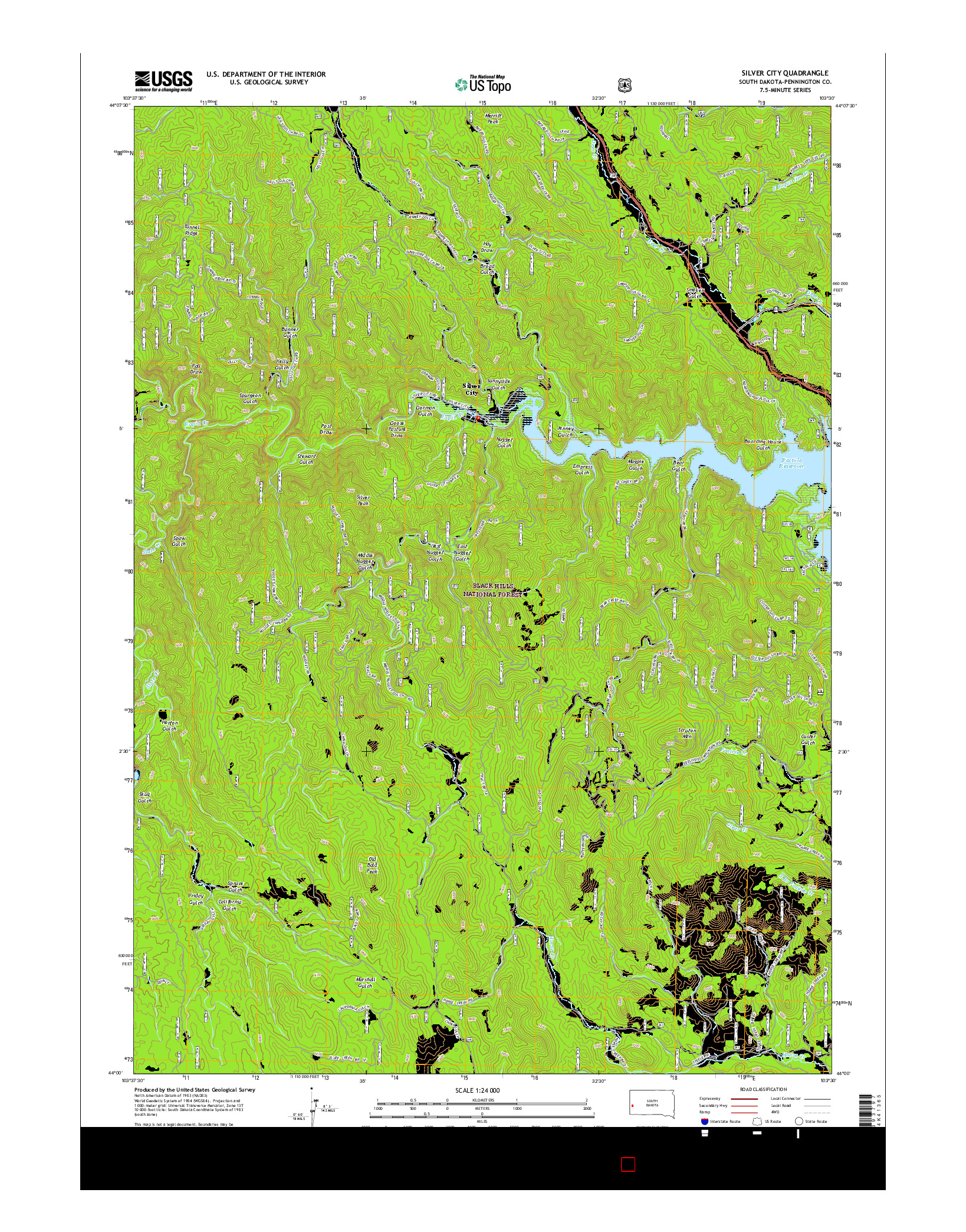 USGS US TOPO 7.5-MINUTE MAP FOR SILVER CITY, SD 2015