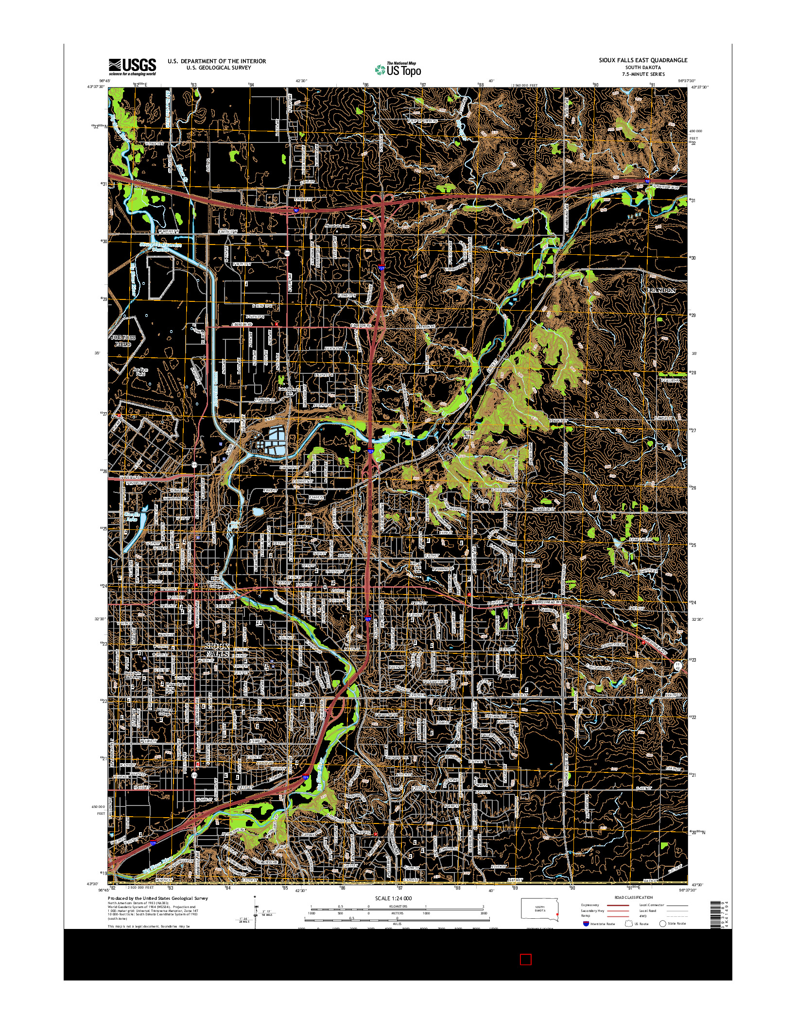 USGS US TOPO 7.5-MINUTE MAP FOR SIOUX FALLS EAST, SD 2015