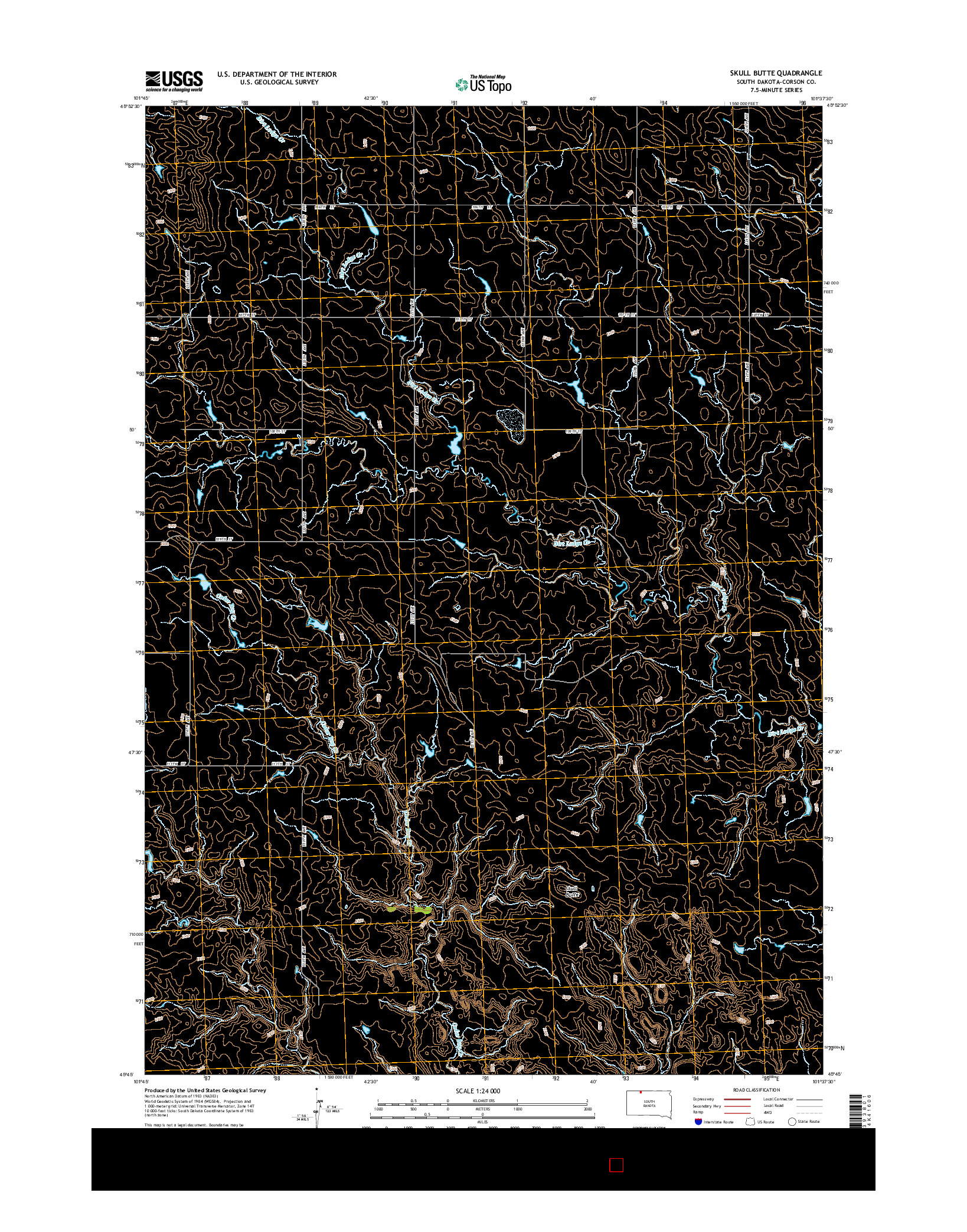 USGS US TOPO 7.5-MINUTE MAP FOR SKULL BUTTE, SD 2015