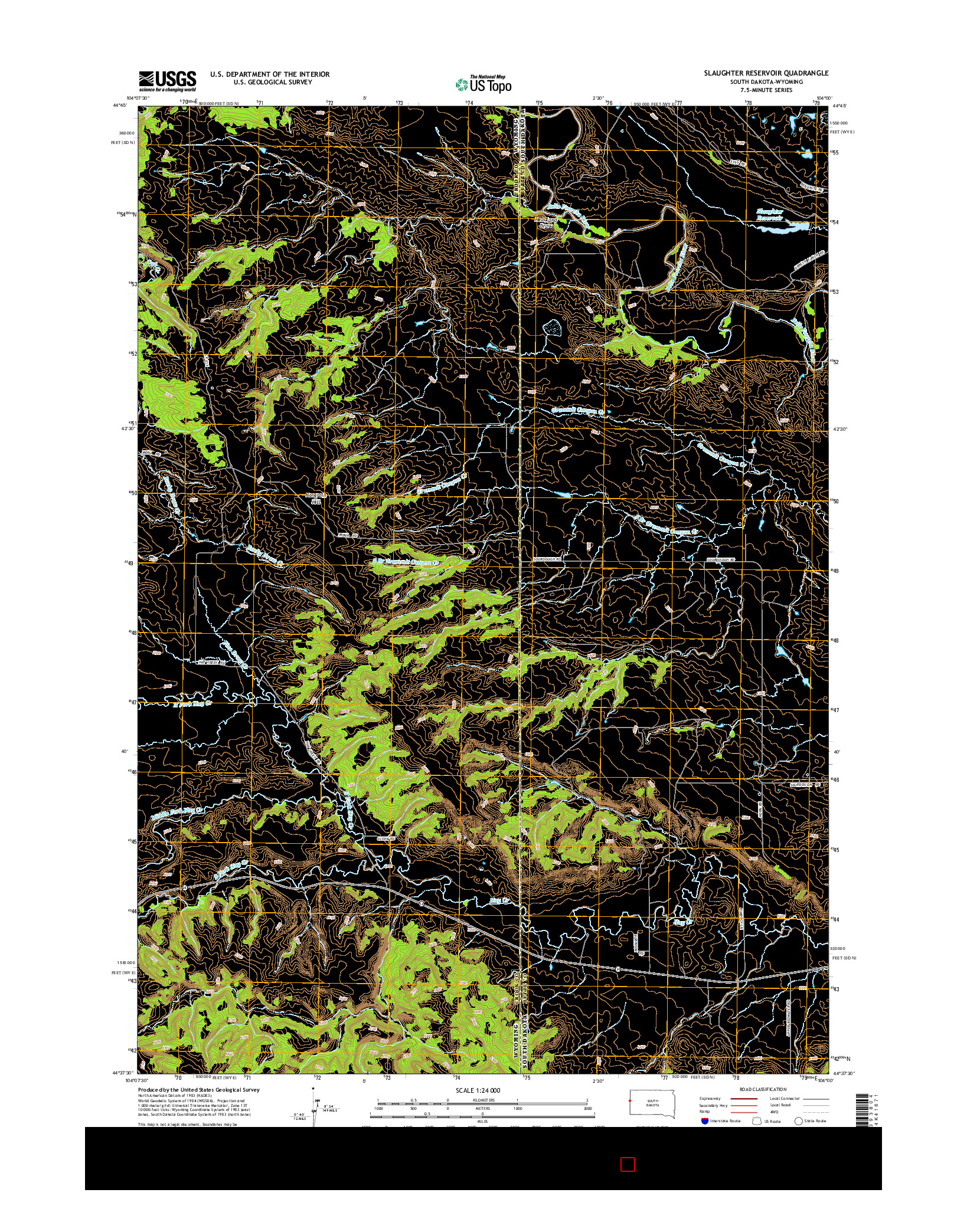 USGS US TOPO 7.5-MINUTE MAP FOR SLAUGHTER RESERVOIR, SD-WY 2015