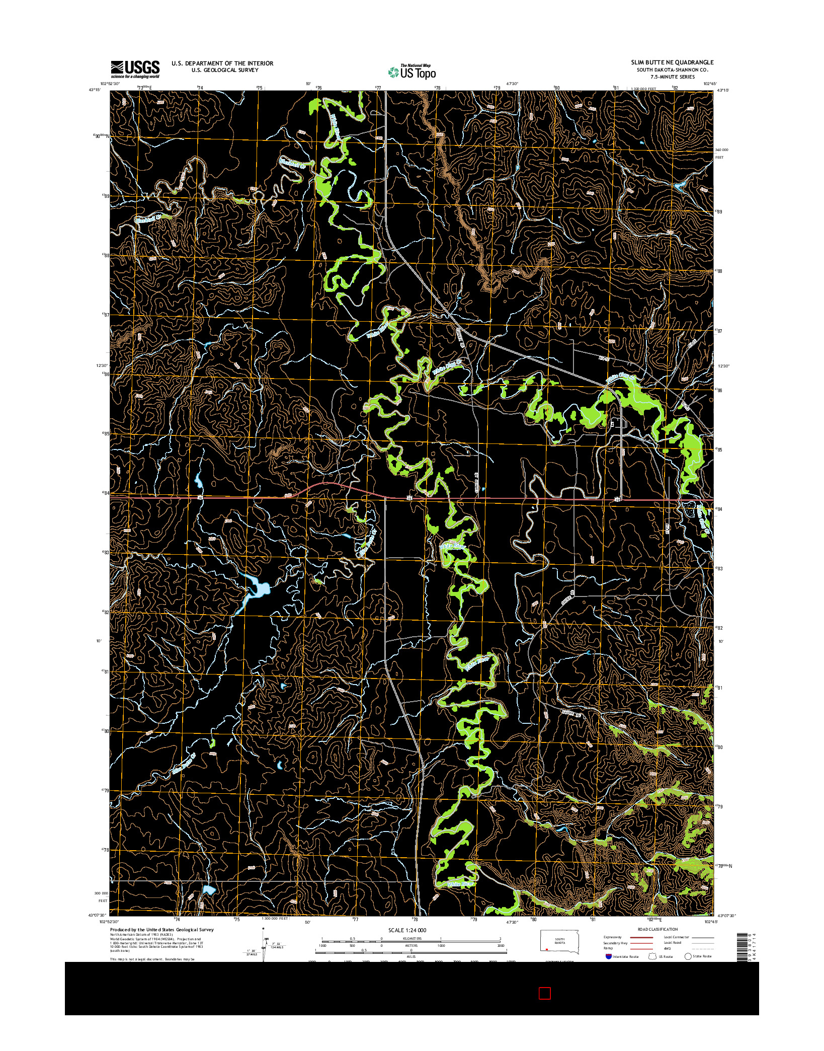 USGS US TOPO 7.5-MINUTE MAP FOR SLIM BUTTE NE, SD 2015