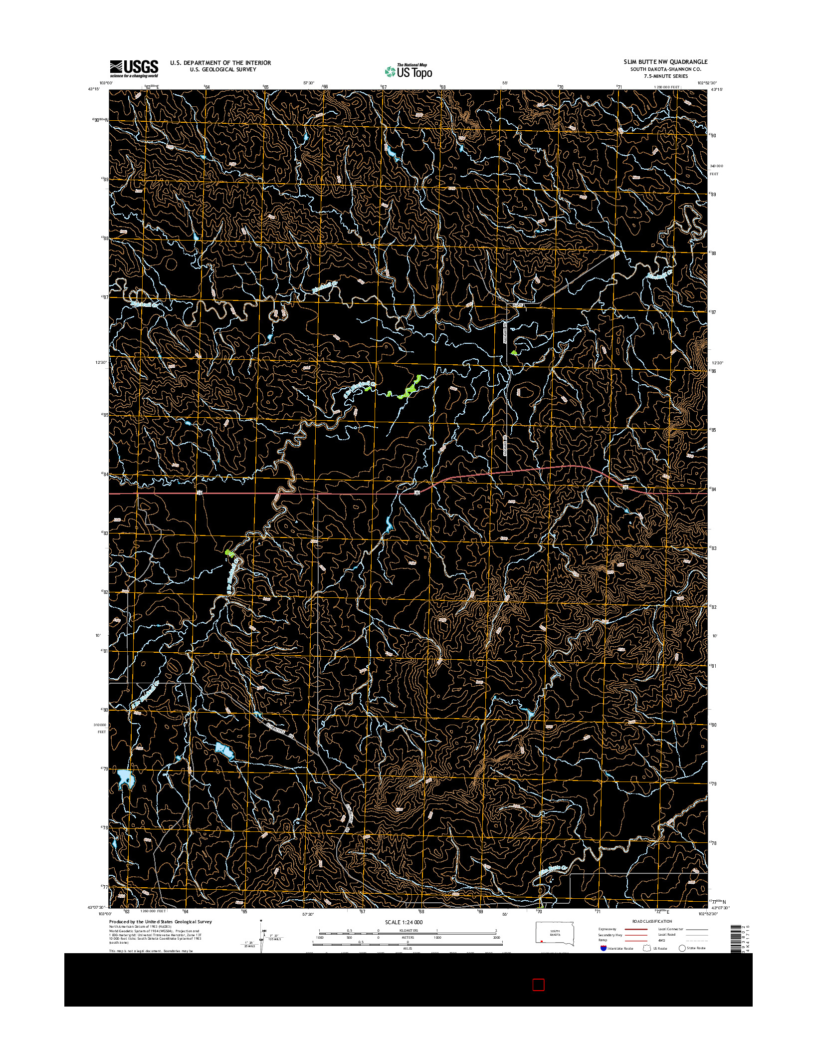 USGS US TOPO 7.5-MINUTE MAP FOR SLIM BUTTE NW, SD 2015