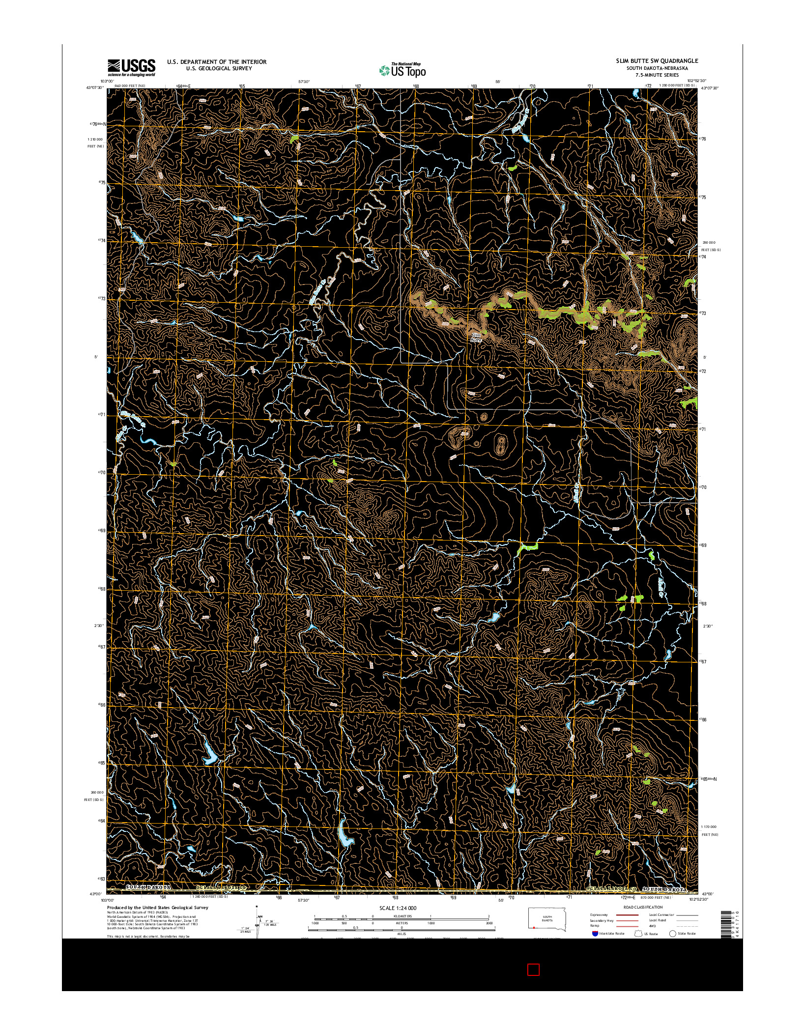 USGS US TOPO 7.5-MINUTE MAP FOR SLIM BUTTE SW, SD-NE 2015