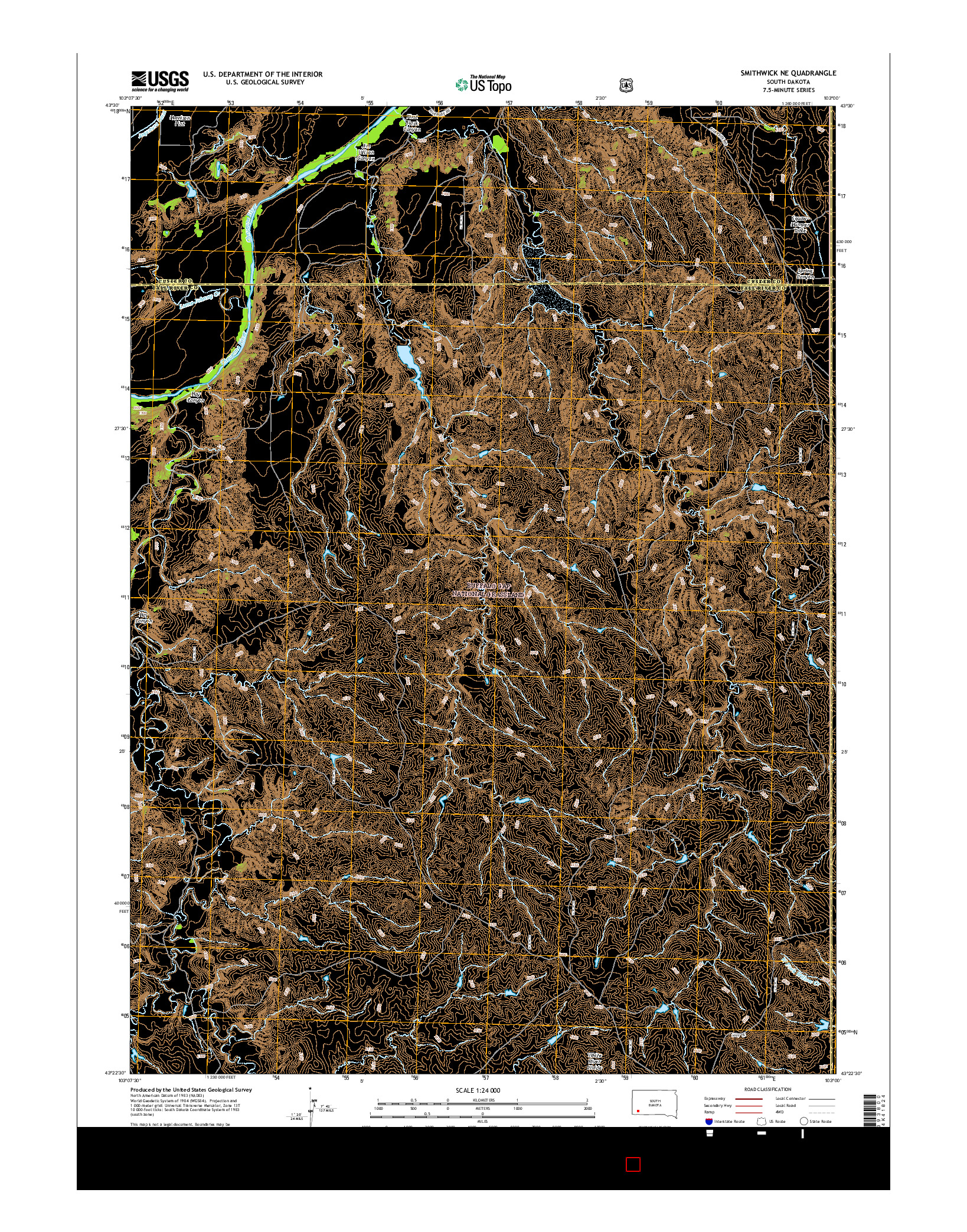 USGS US TOPO 7.5-MINUTE MAP FOR SMITHWICK NE, SD 2015