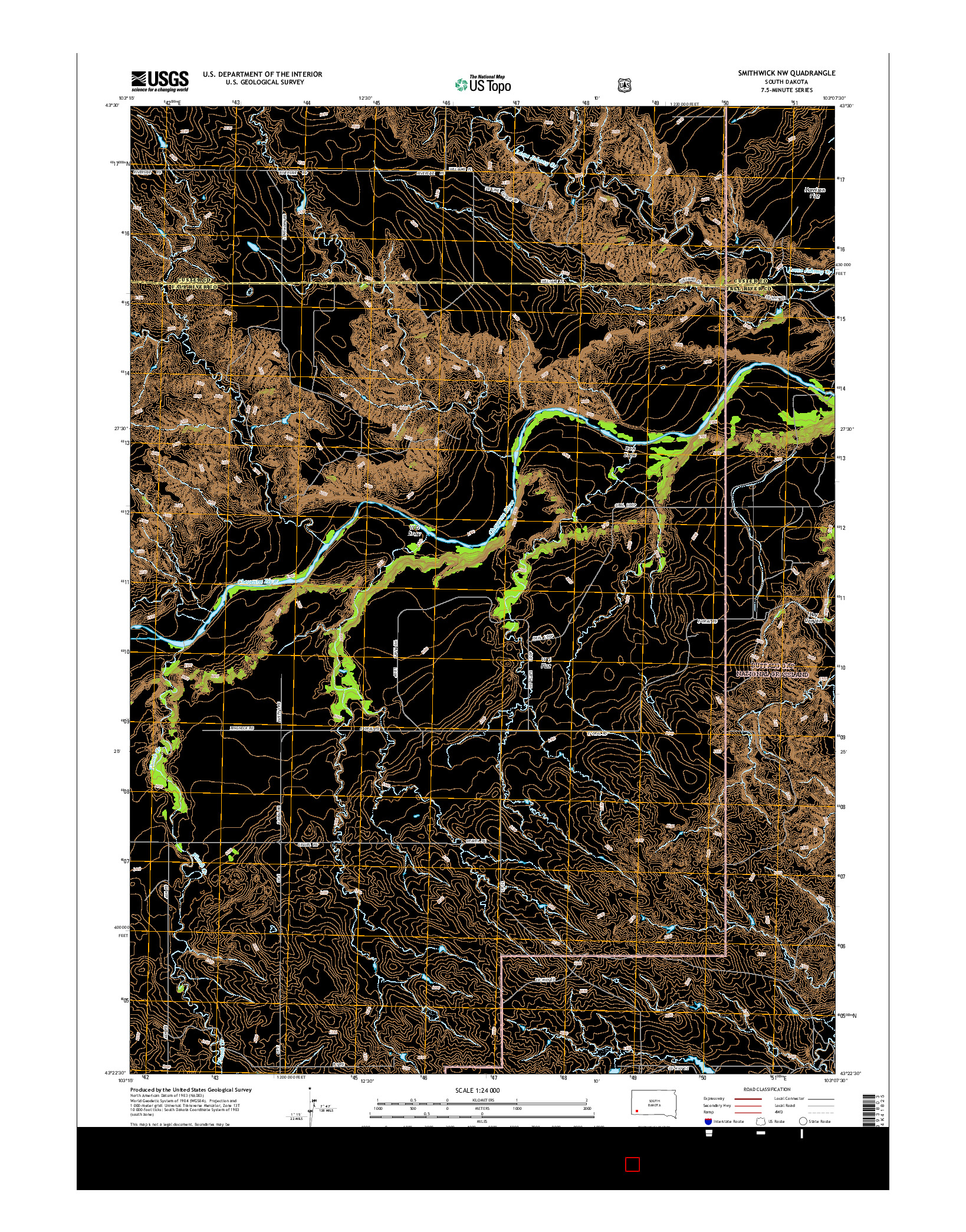 USGS US TOPO 7.5-MINUTE MAP FOR SMITHWICK NW, SD 2015
