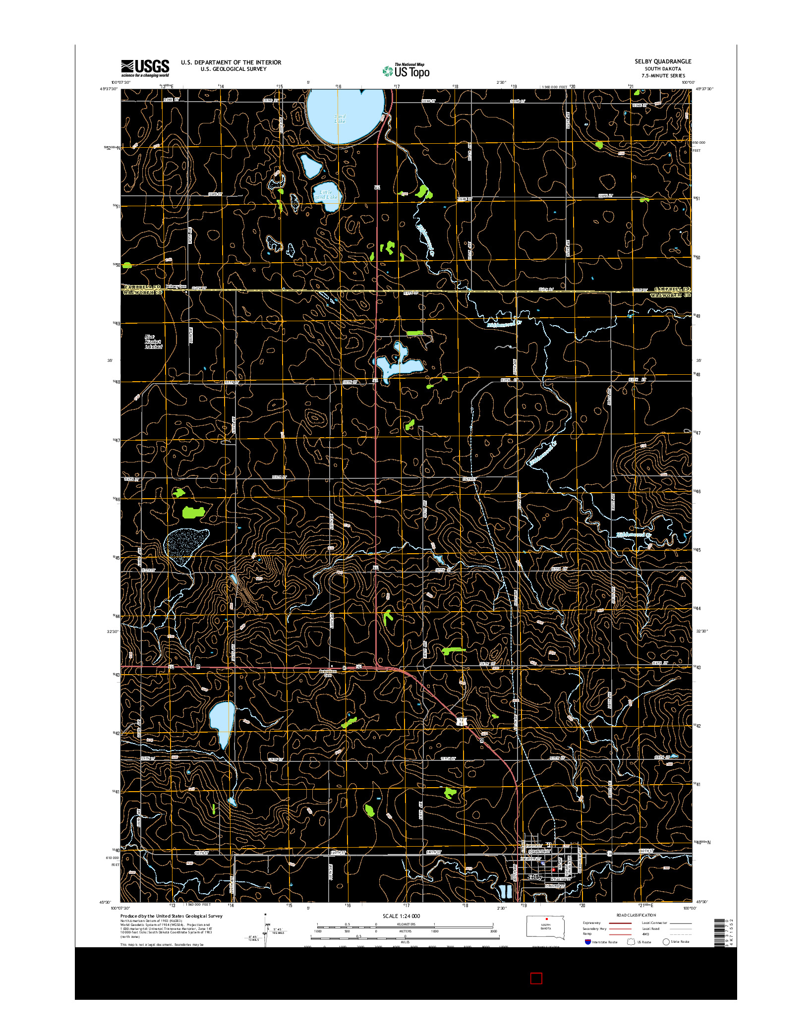 USGS US TOPO 7.5-MINUTE MAP FOR SELBY, SD 2015