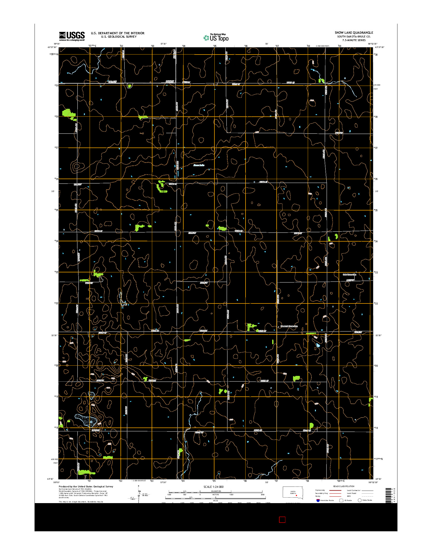 USGS US TOPO 7.5-MINUTE MAP FOR SNOW LAKE, SD 2015