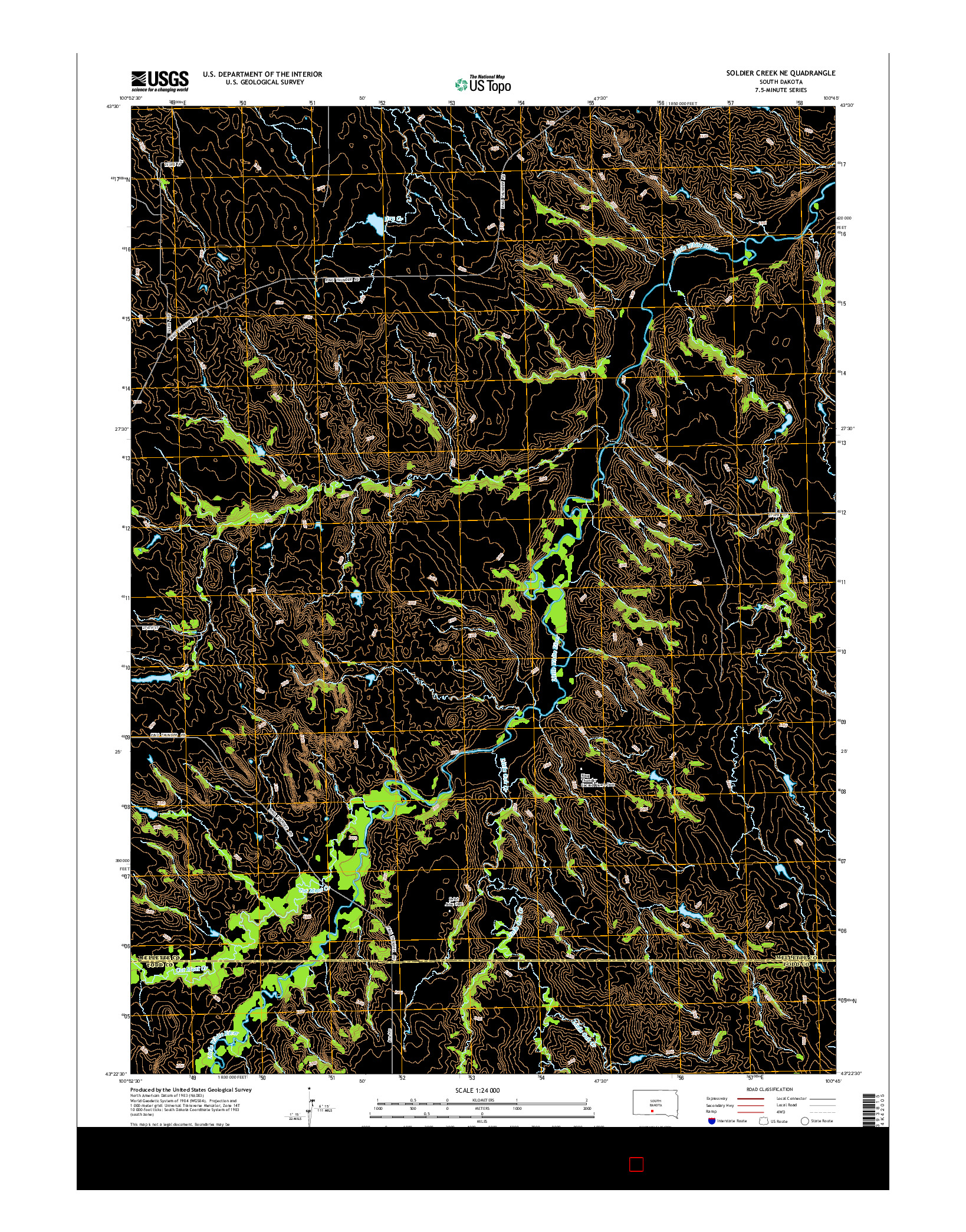 USGS US TOPO 7.5-MINUTE MAP FOR SOLDIER CREEK NE, SD 2015